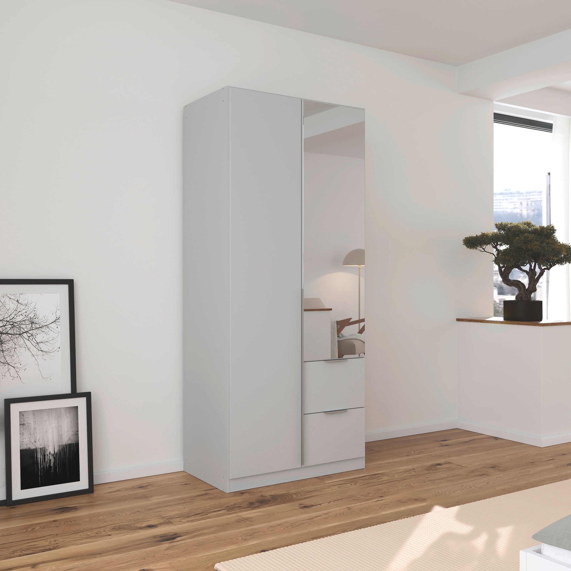 rauch Drehtürenschrank »Kleiderschrank Schrank Garderobe AGORDO mit Dekor- oder Hochglanzfront«, (in zwei Griff-Farben mit Dekor- oder Hochglanzfront), mit Außenschubkästen, in 6 Breiten und 2 Höhen MADE IN GERMANY
