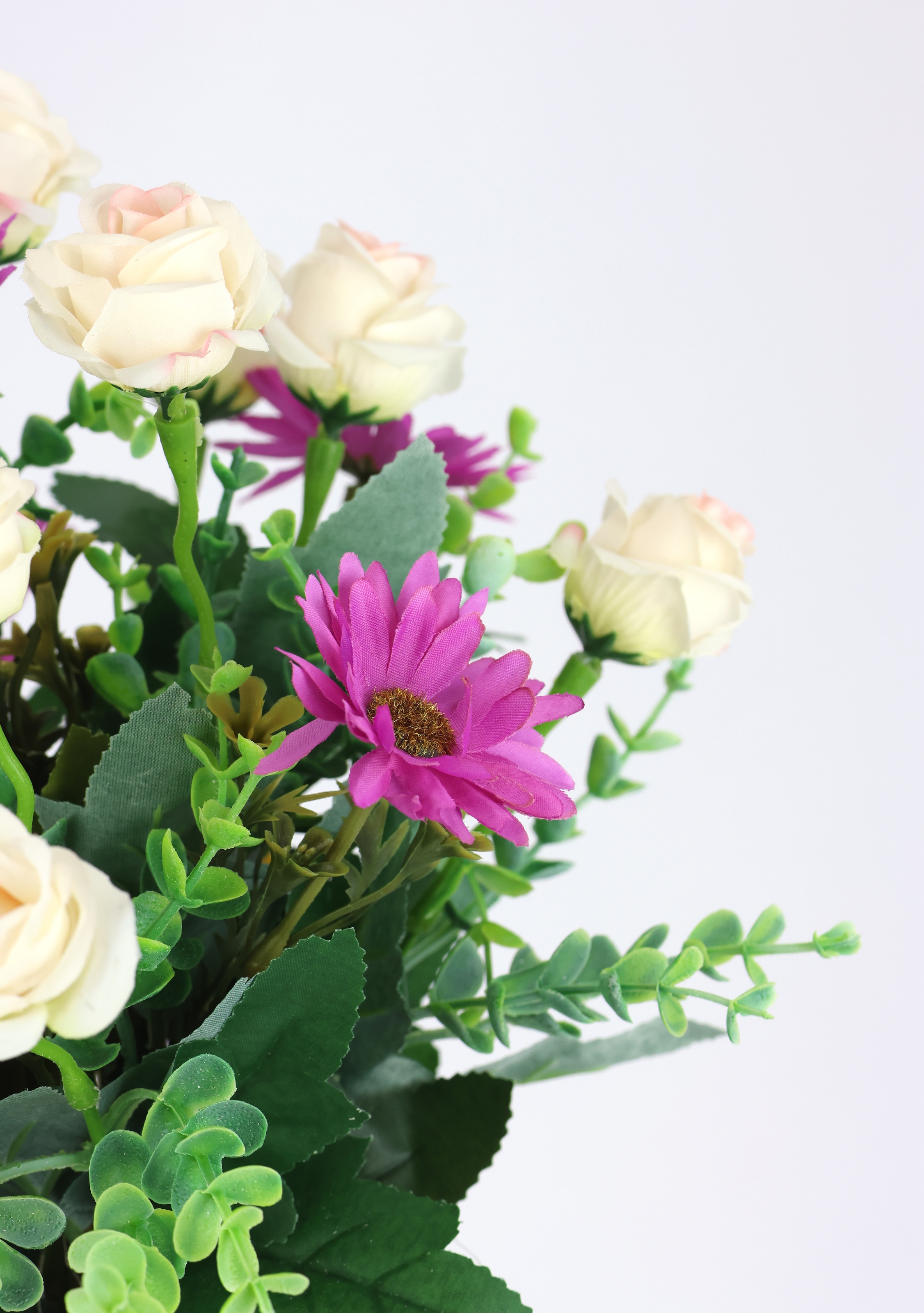 I.GE.A. Kunstblume »Wildrosen im Pokal 37cm Deko Rosen Kunstrosen Kunstpflanze« Blume Blumendeko Grabschmuck Künstlich Hochzeitsdeko Deko Seidenblumen