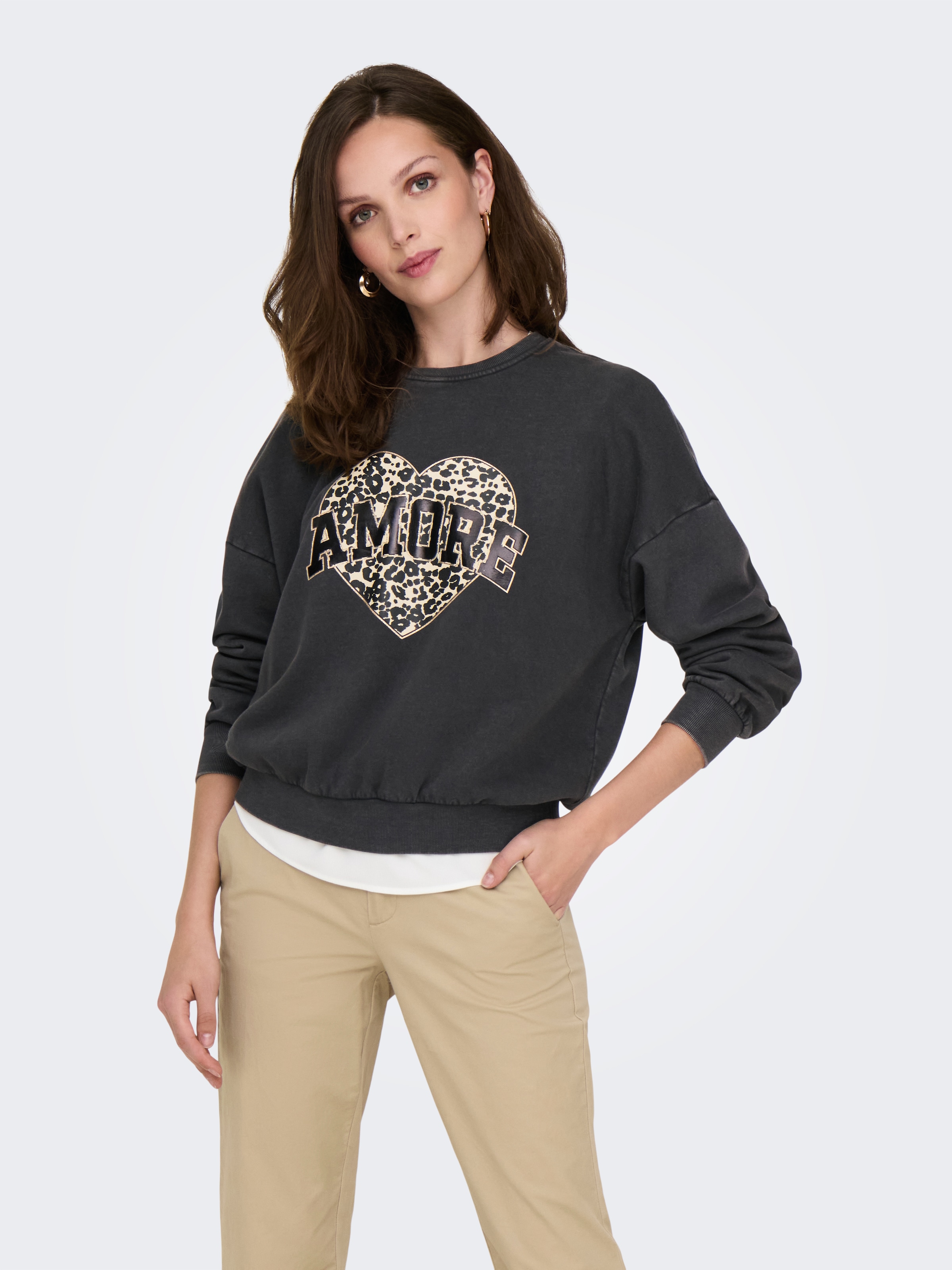 ONLY Sweatshirt »ONLLAUREN L/S LEO O-NECK CC SWT«