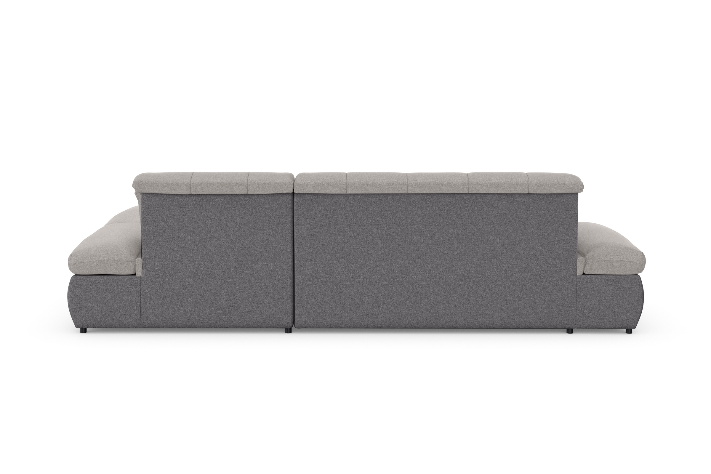 DOMO collection Ecksofa »Moric, L-Form, XXL-Sofa - Breite 300cm«, wahlweise mit Bettfunktion und Armteilverstellung, grau-silber