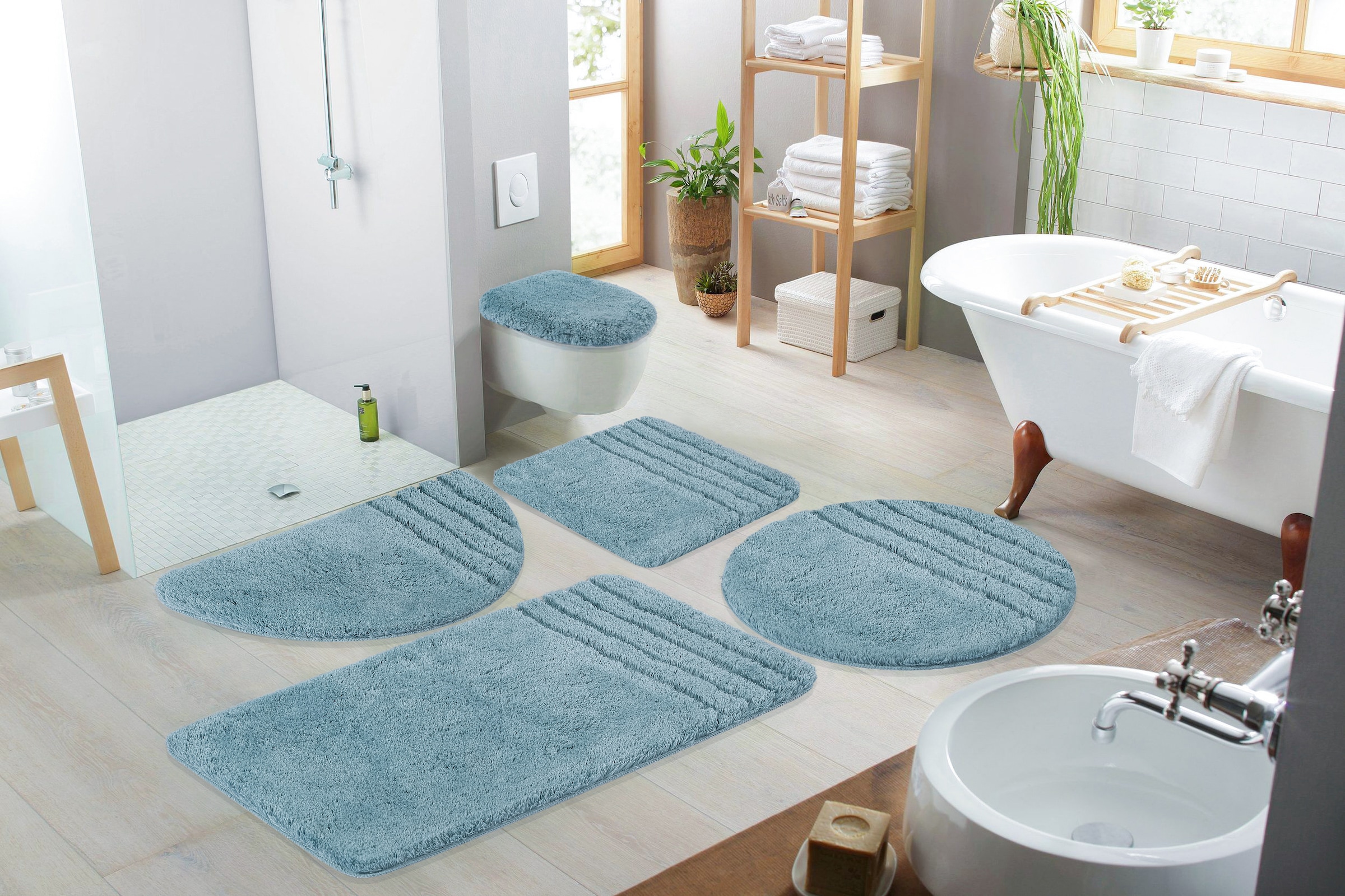 Möve Badematte »Loft, Badvorleger, Badezimmer Teppich« Höhe 30 mm rutschhemmend beschichtet fußbodenheizungsgeeignet | schnell trocknend | strapazierfähig Badteppich, Badematten auch als 2 teiliges Set & rund