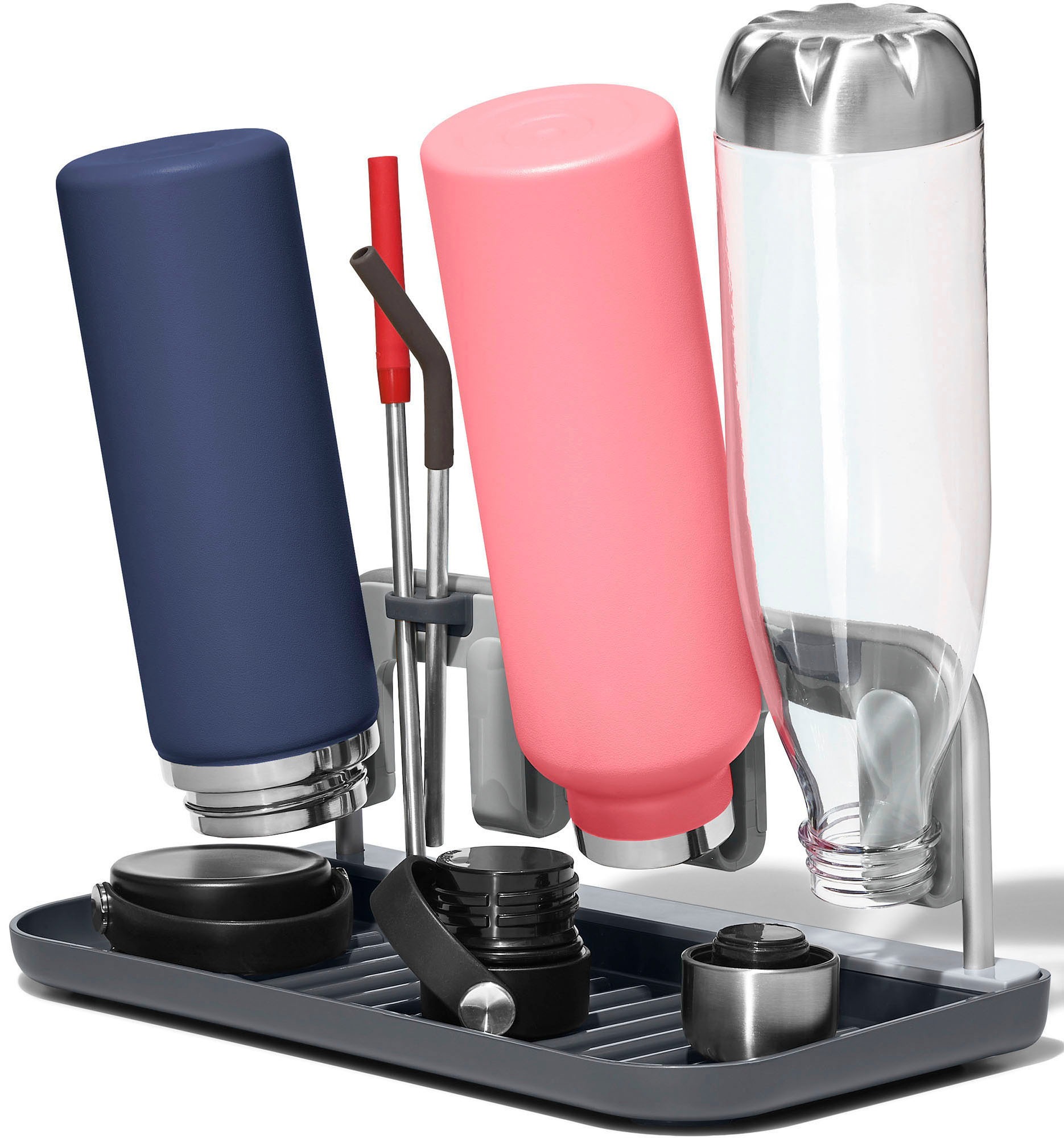 Oxo Good Grips Geschirrständer für Flaschen, mit Aluminiumrahmen in grau