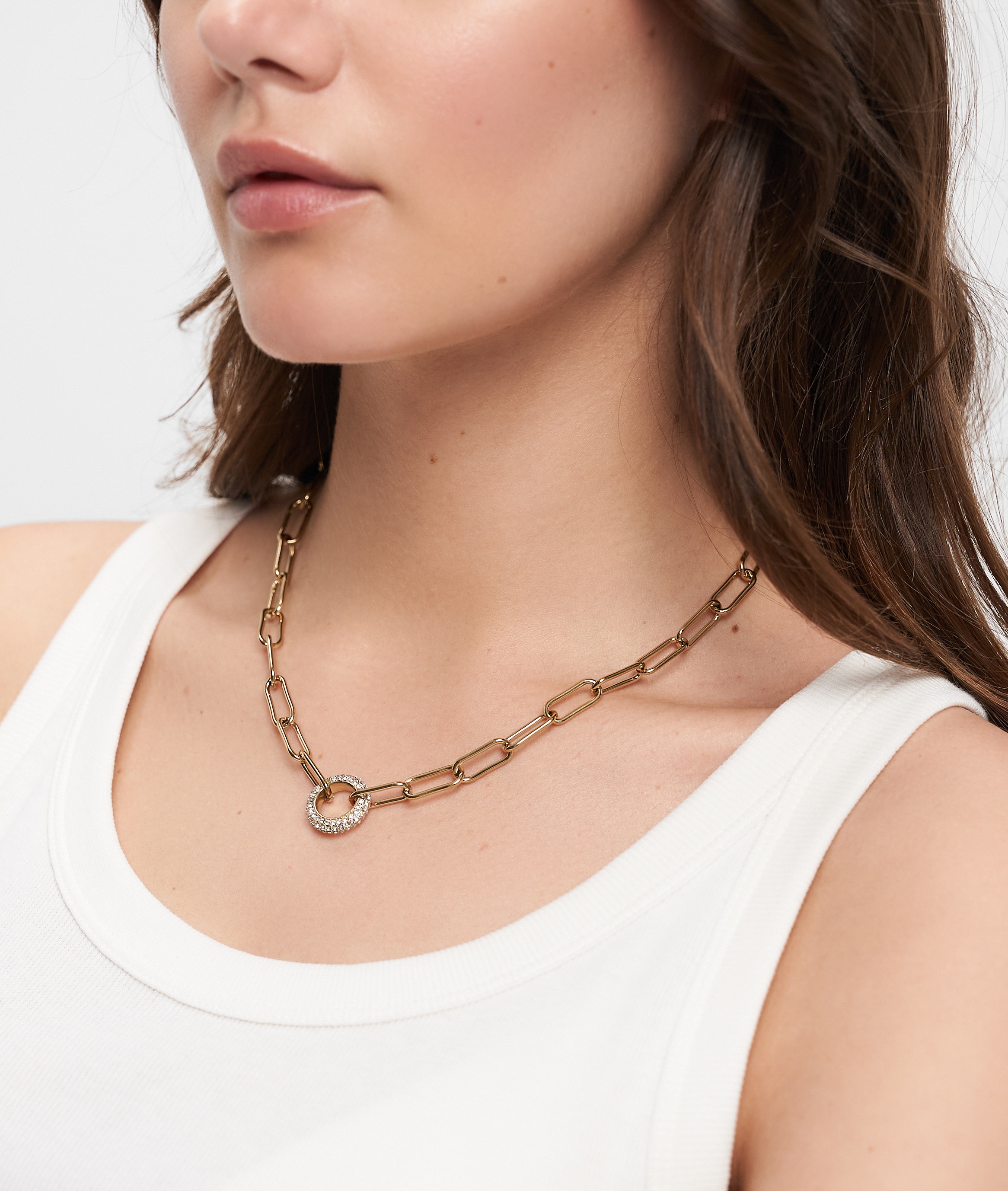 Tamaris Gliederkette »Schmuck Geschenk Edelstahl Halskette mit Glitter Donut« mit Glasstein