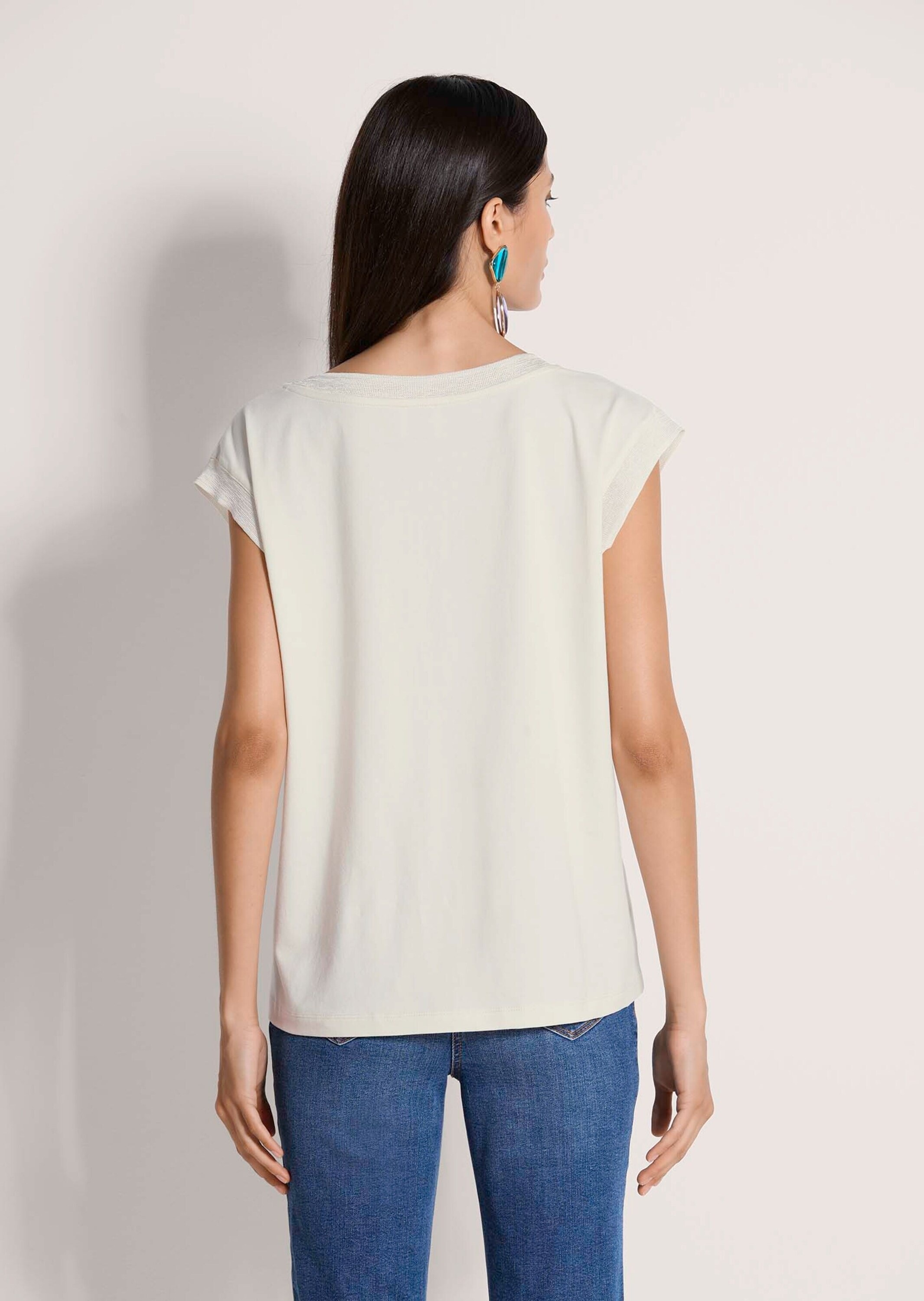 MADELEINE Kurzarmshirt »Jerseyshirt Sommershirt mit Rippenbändern« Breites Rippenband