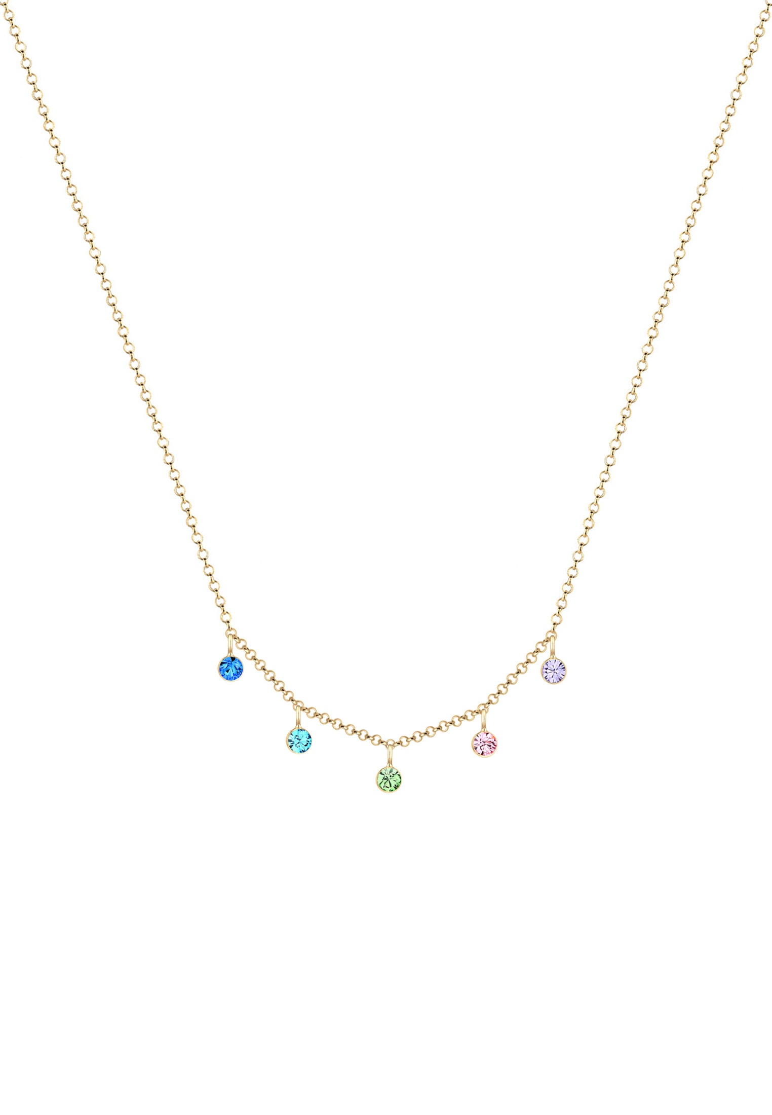 Elli Silberkette »Halskette Glas Kristalle Pastell 925 Sterling Silber vergoldet«