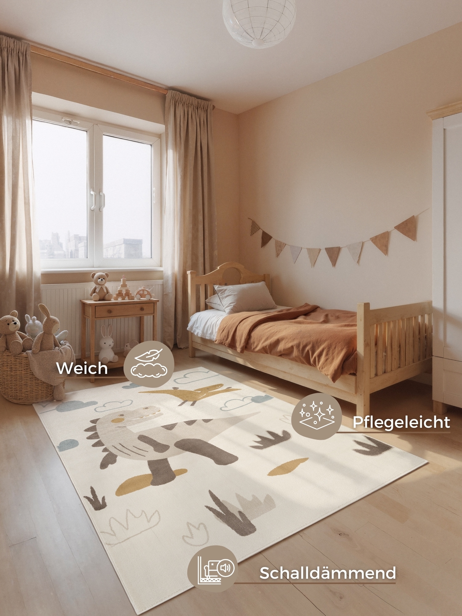 HANSE Home Kinderteppich »Dino« rechteckig 10 mm Höhe Pflegeleicht, Weich, Kinderzimmer, Spielteppich, Spielunterlage