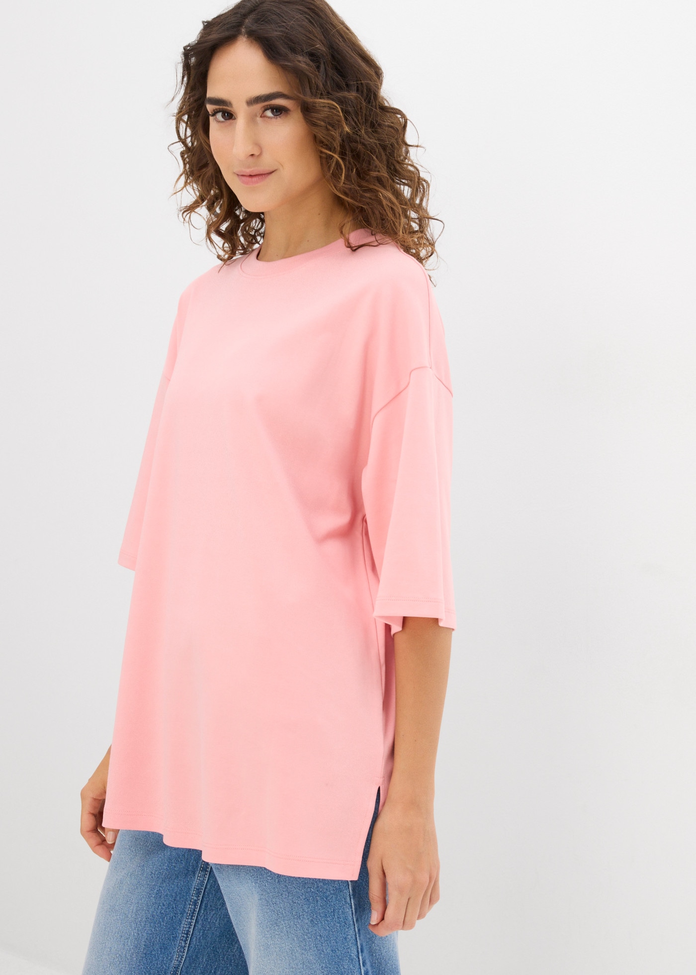 bonprix Longshirt Oversized Schnitt, Halbarm, für Frühling und Sommer