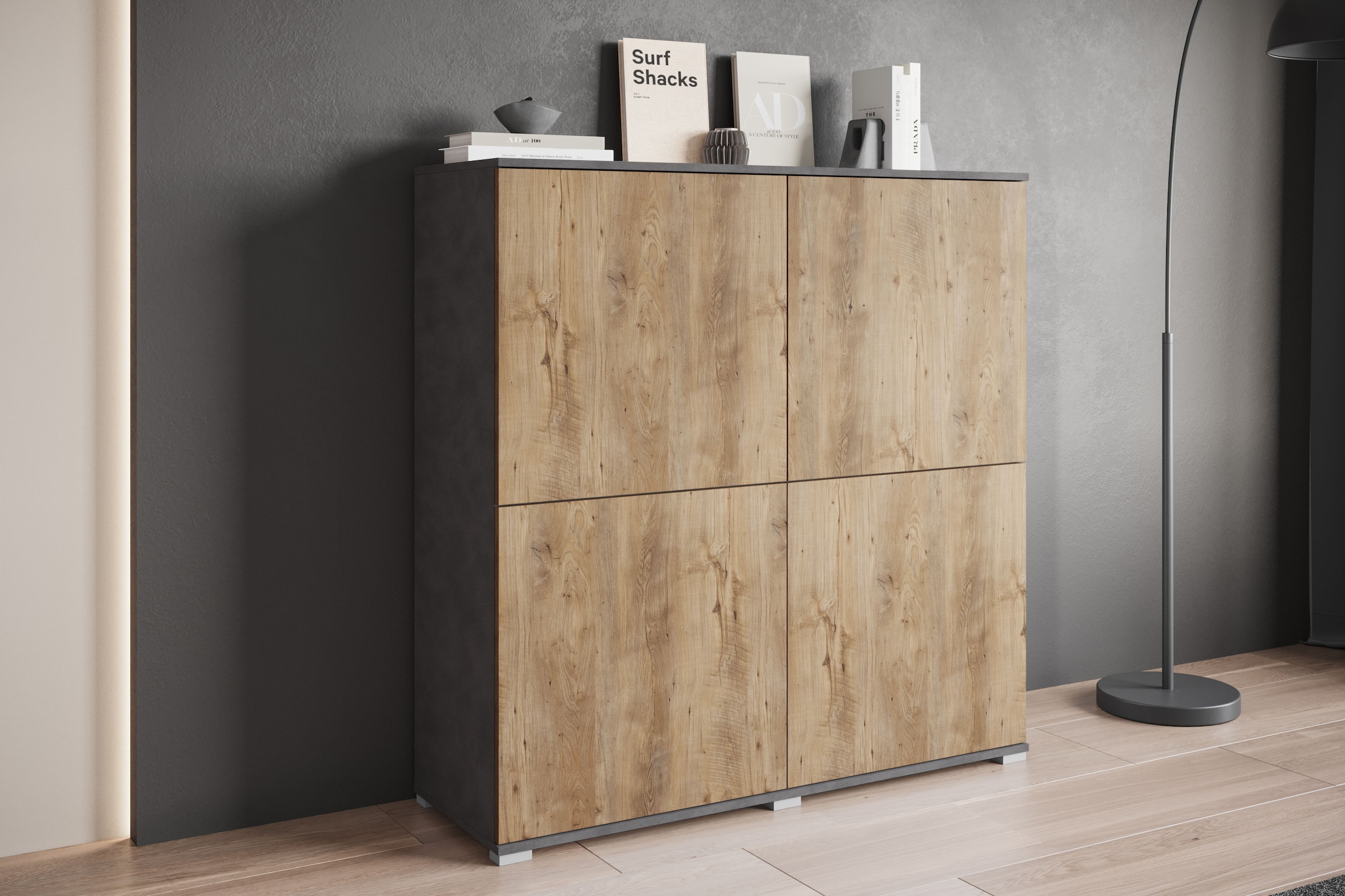 INOSIGN Highboard »Kenia, moderne grifflose Hochkommode mit 4 Türen, Breite 120 cm« 1 Stk. tlg. Push-to-Open-Fronten, höhenverstellbaren Einlegeböden