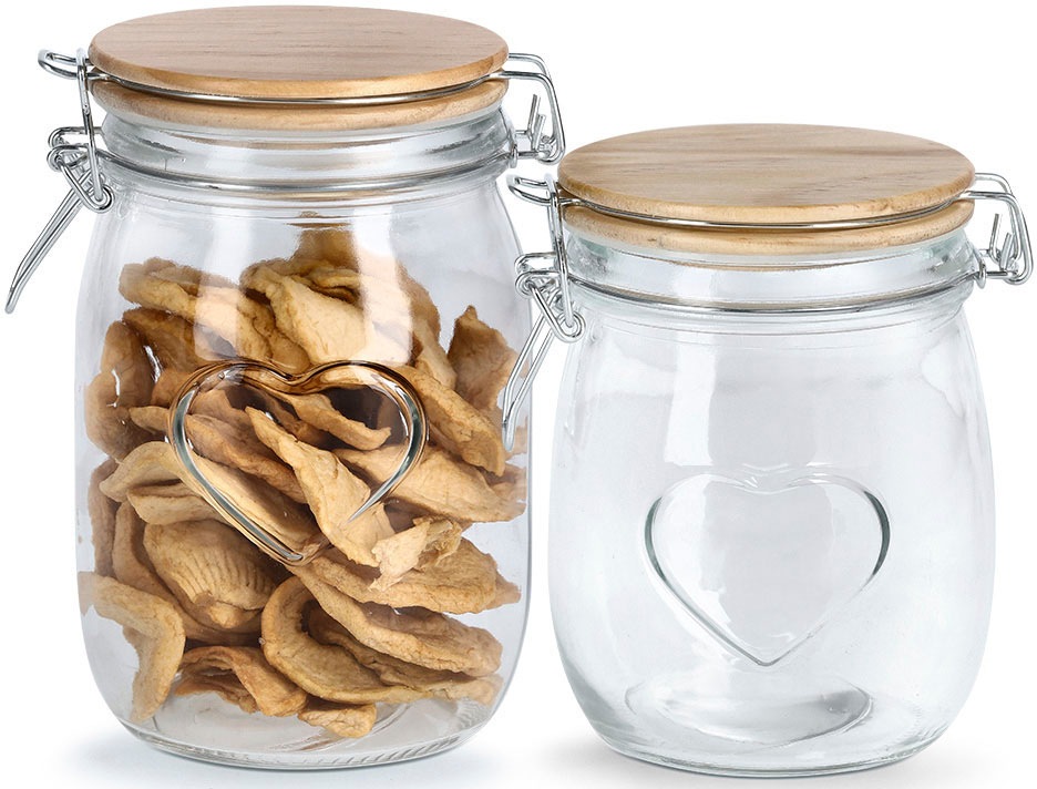 Zeller Present Vorratsglas »Heart« Set, 2 Stk. tlg. 750ml, 1000ml in farblos