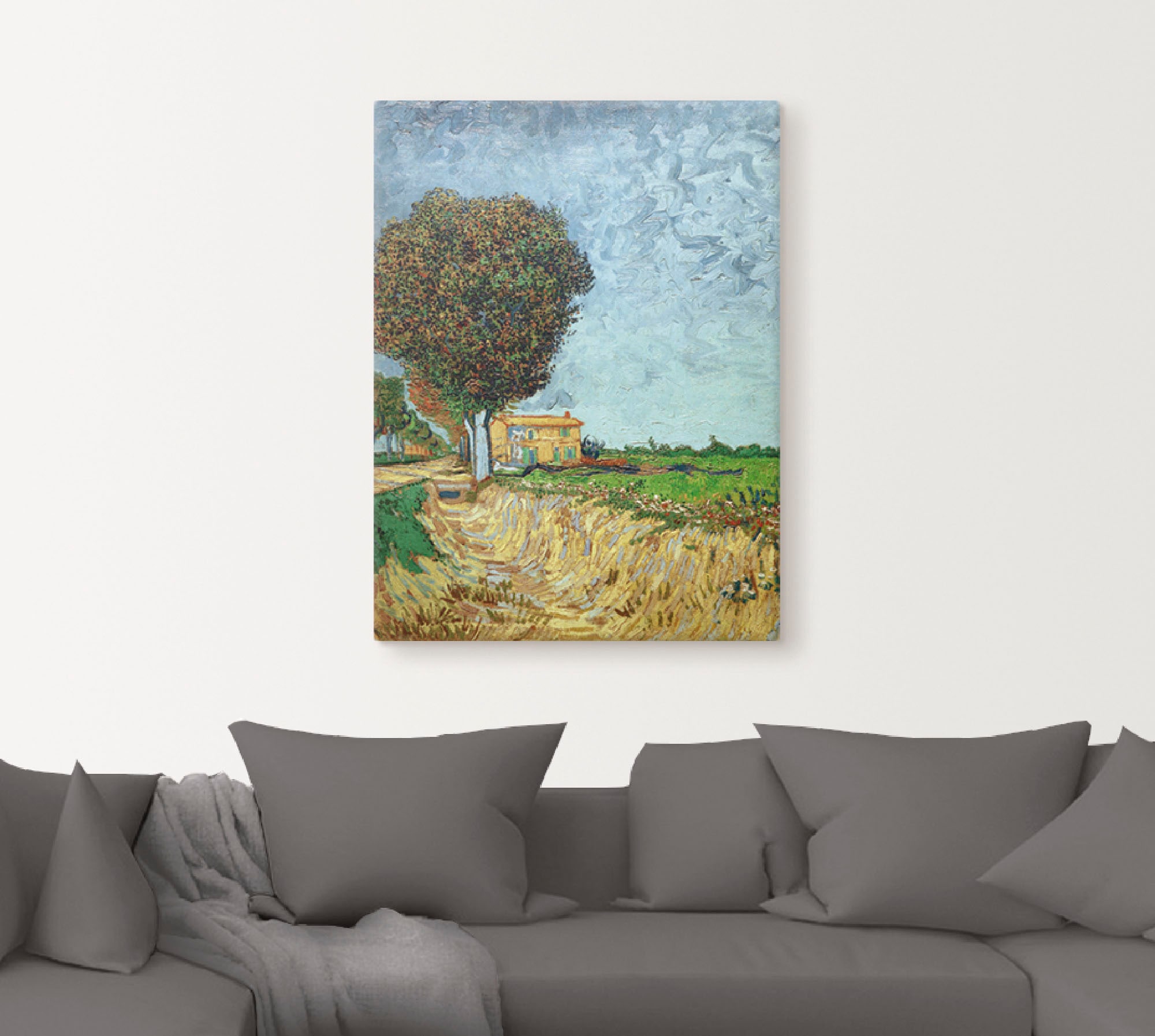 Artland Wandbild »Allee bei Arles mit Häusern«, Felder, (1 St.), als Leinwandbild, Wandaufkleber oder Poster in versch. Größen