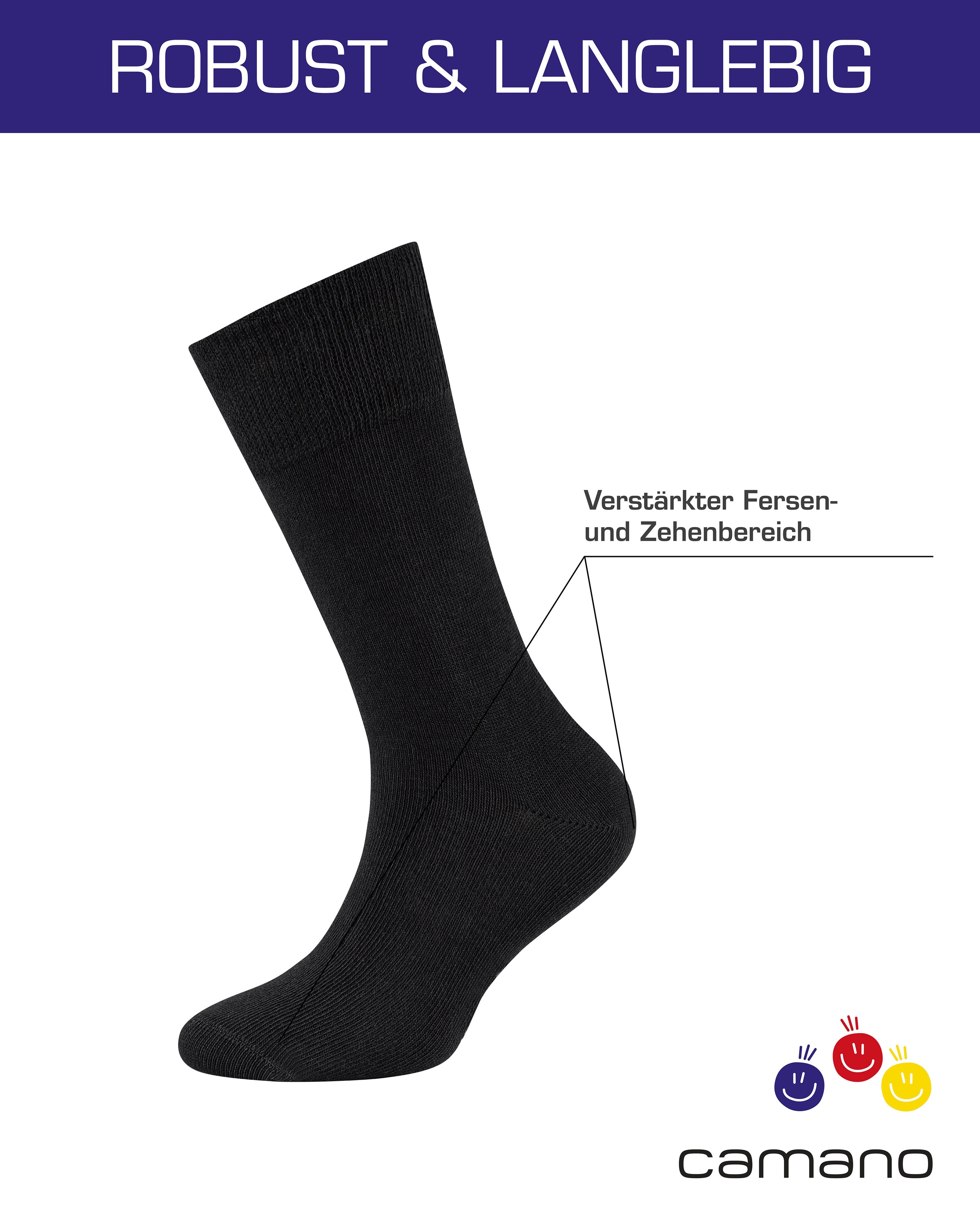 Camano Socken »ca-soft« 6 Paar,  mit Komfortbund und gepolsterten Zehen-/Fersenbereich