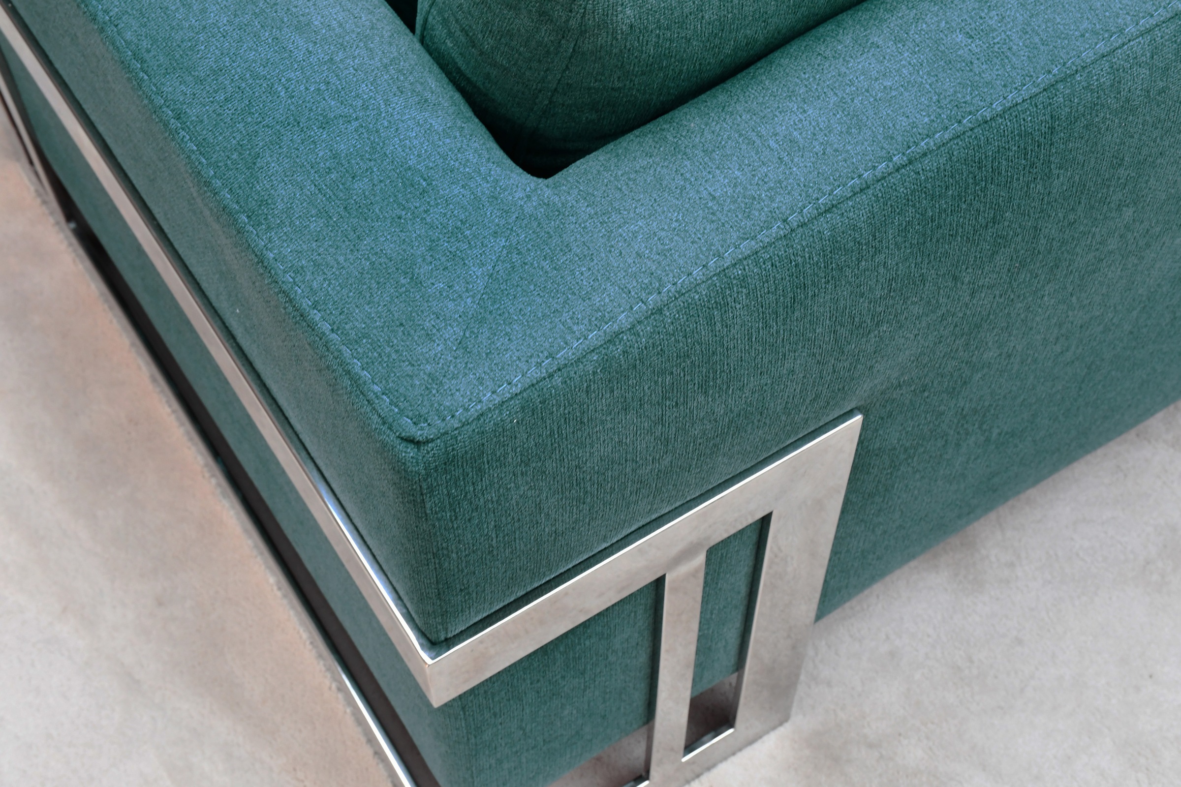 Leonique 3-Sitzer »New York«, Petrolblaues 3-Sitzer Sofa, Edelstahlgestell, 175x84x96, Sitzhöhe 44cm