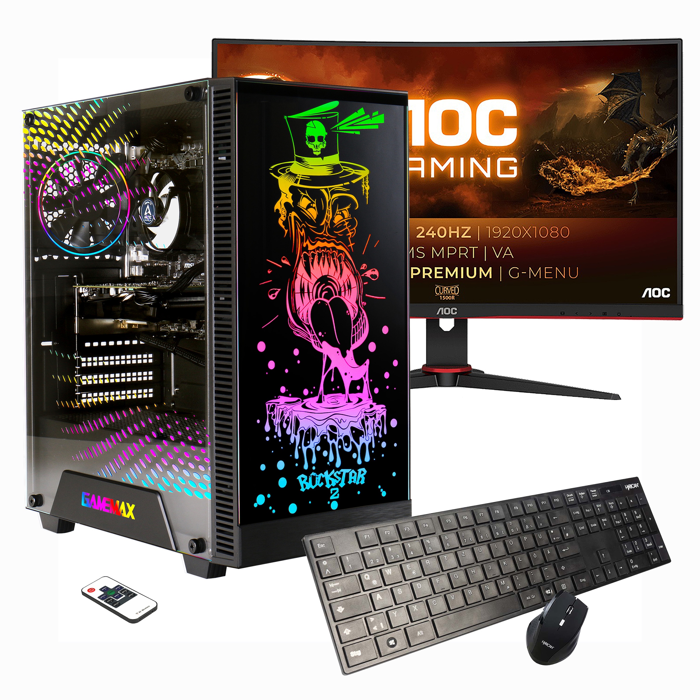 Gaming-PC-Komplettsystem »Rockstar SET02369«, inklusive 27" Curved Monitor AOC C27G2ZE/BK