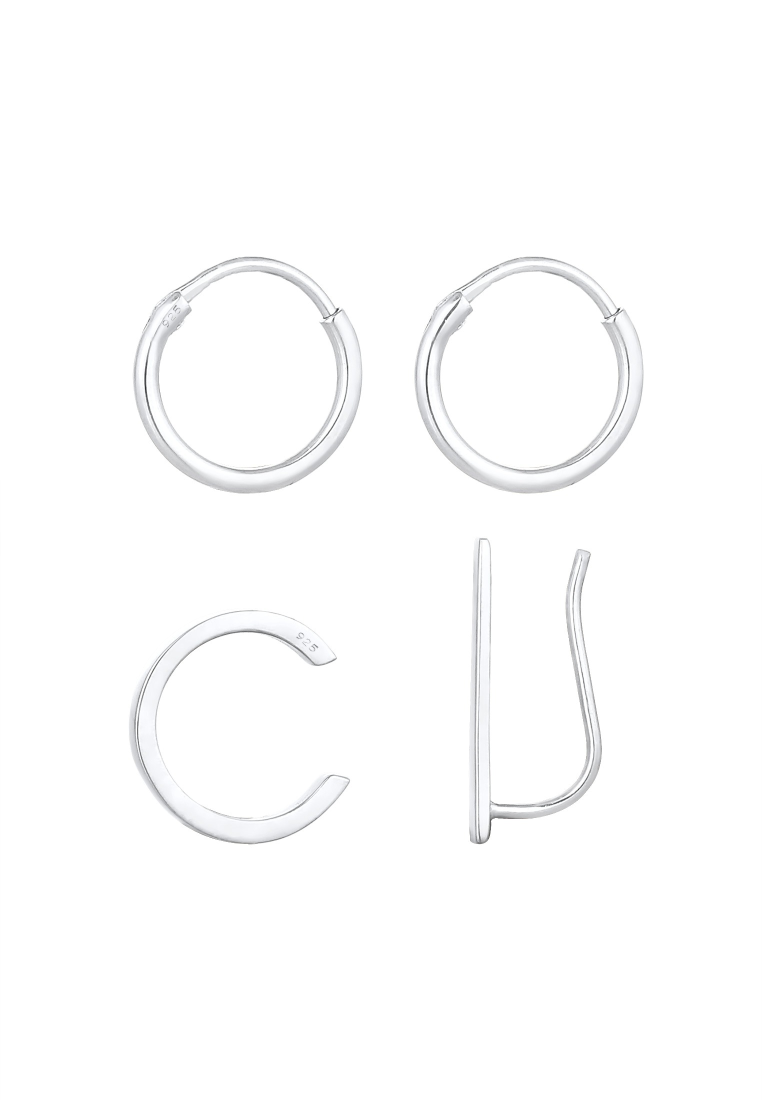 Elli Ohrstecker-Set »Ohrringe Creolen Ear Climber Earcuff 3er Set 925 Silber«