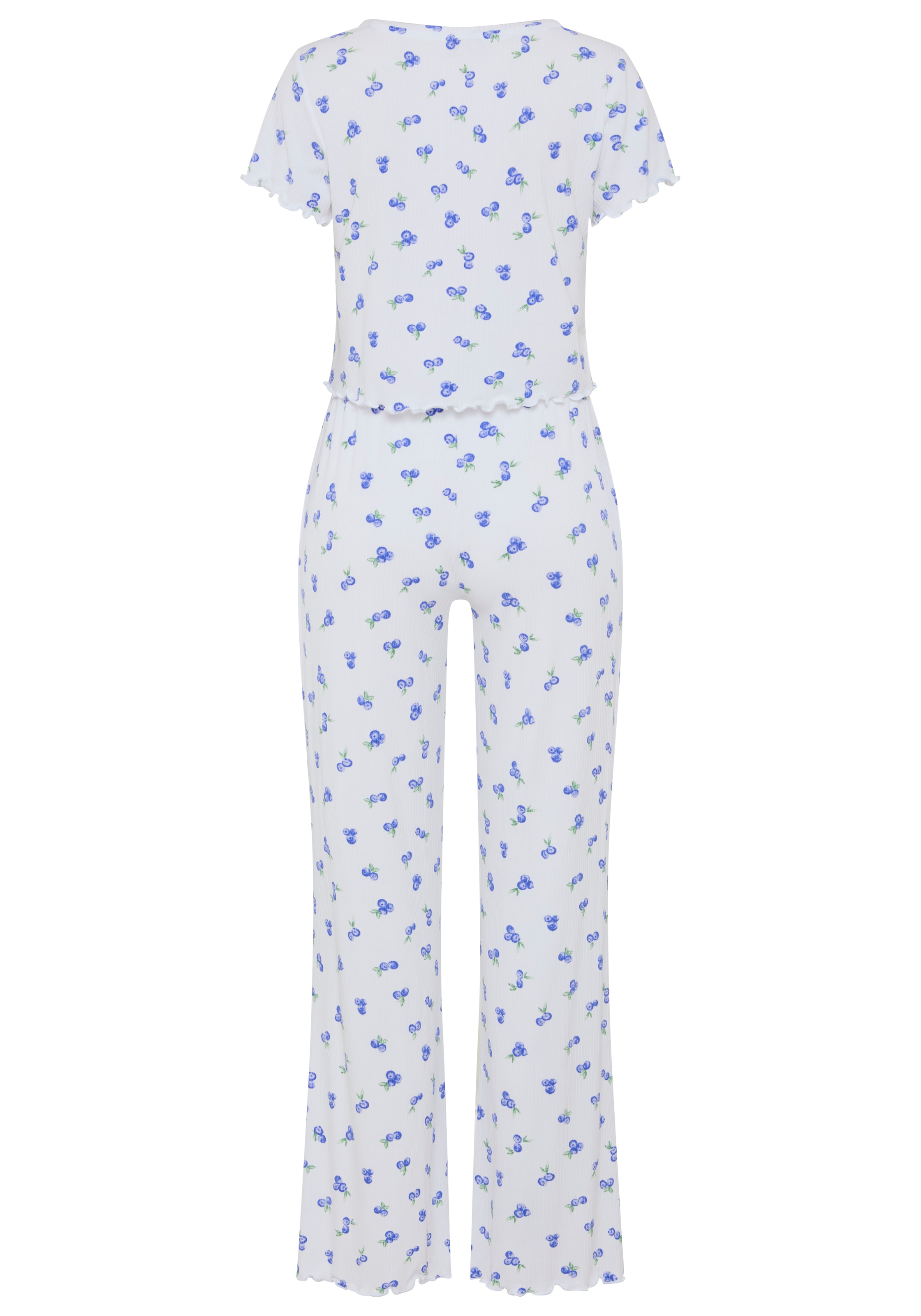 Vivance Dreams Pyjama mit Blaubeerdruck und Kräuselsaum