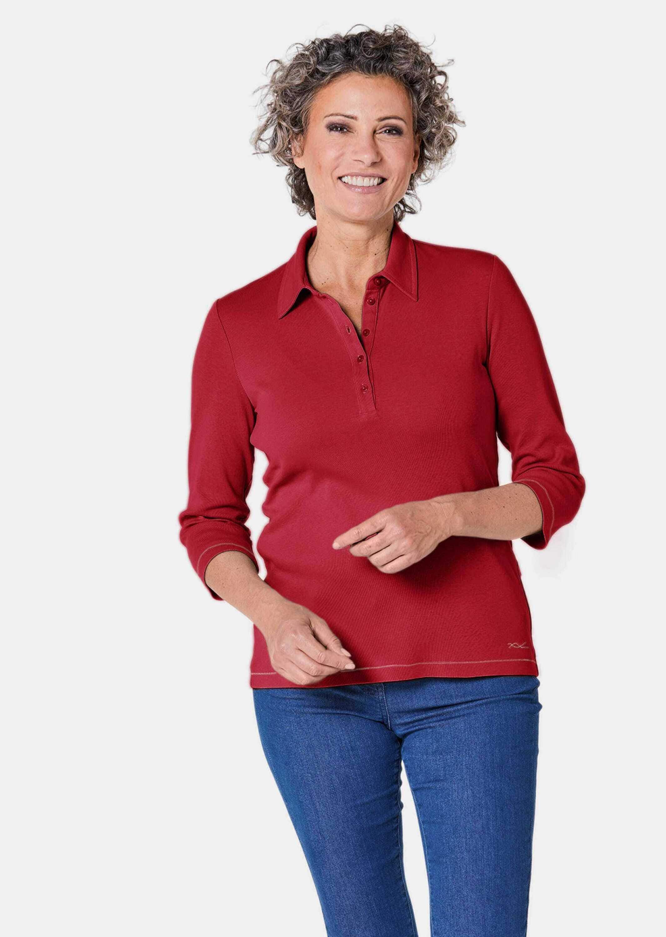 GOLDNER Poloshirt »Basic-Poloshirt mit Stickerei aus reiner Baumwolle«