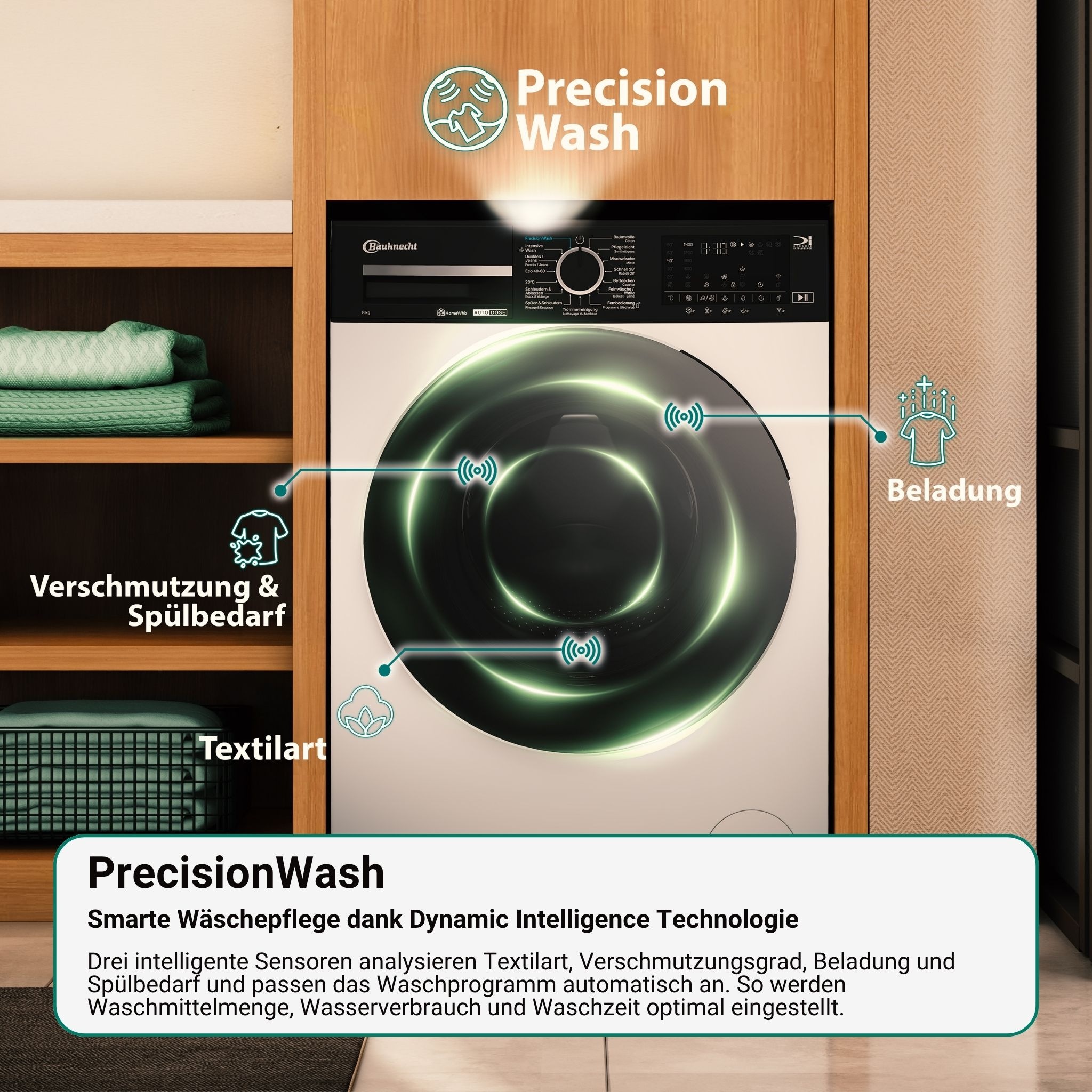 BAUKNECHT Waschmaschine »B WM 10A11 BC« 10 kg 1400 U/min Adaptive Wash – Intelligente Anpassung für perfekte Waschergebnisse