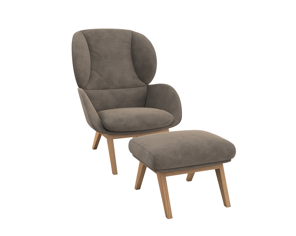 FLEXLUX Ohrensessel »Adria« Stil & Komfort, organische Form, Fuß Eiche