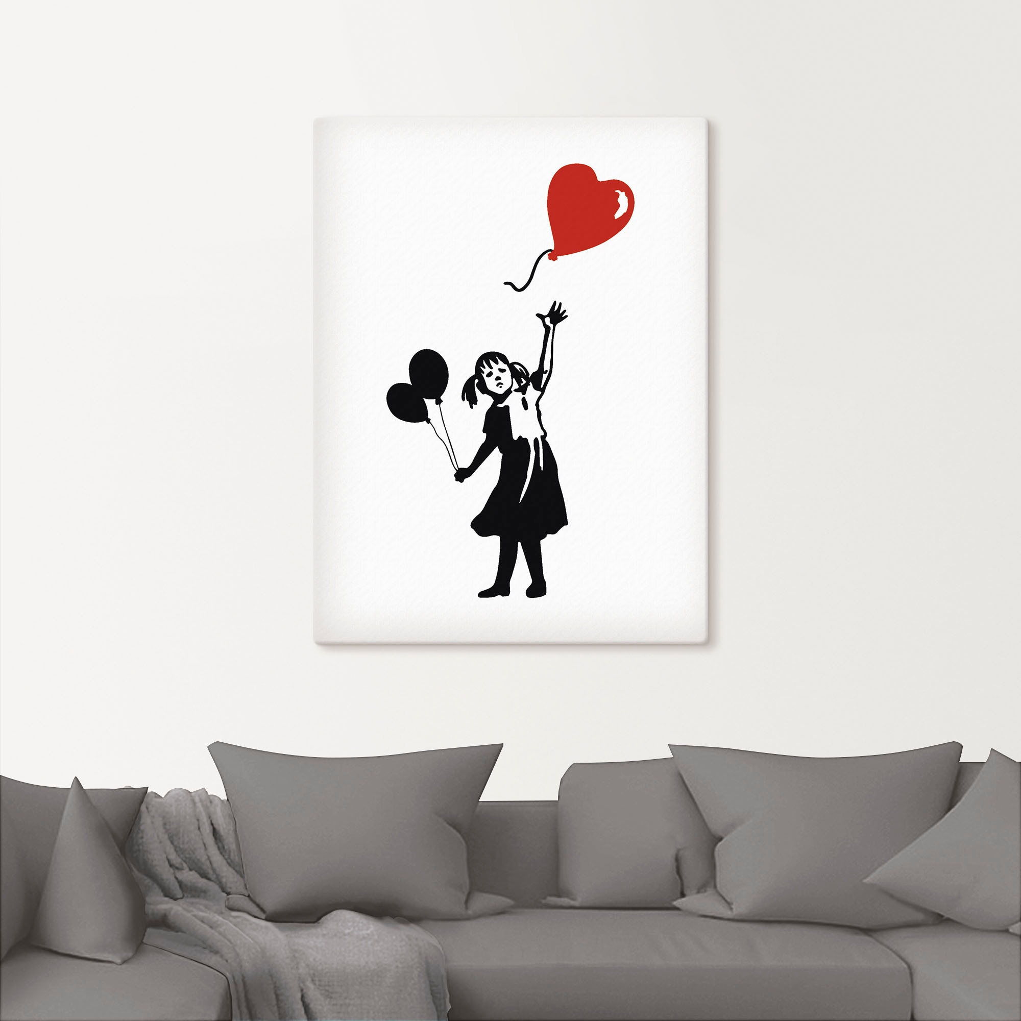 Artland Leinwandbild »Silhouette Mädchen Ballon Herz«, Bilder von Kindern, (1 St.), auf Keilrahmen gespannt