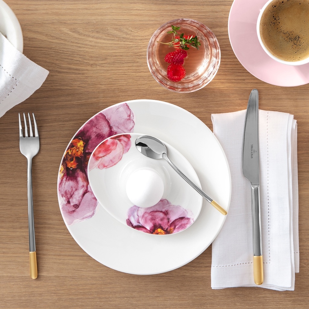 Villeroy & Boch Frühstücks-Geschirrset »Rose Garden«, (Set, 8 tlg., je 2 Müslischalen, Eierbecher, Frühstücksteller Henkelbecher 290ml), Made in Germany, Fine China Porzellan