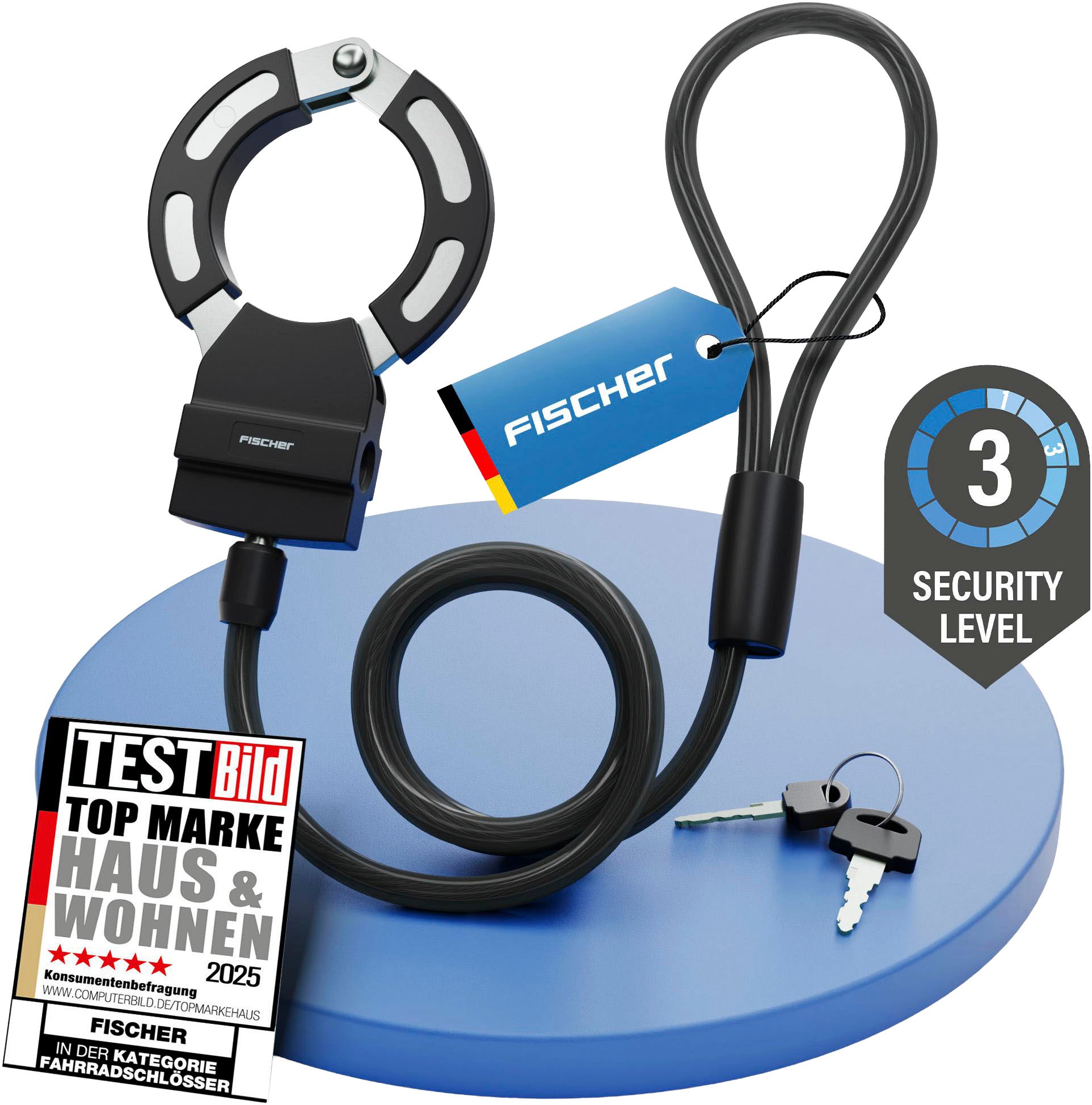 FISCHER Fahrrad Rahmenschloss »Handschellenschloss RK110/8«