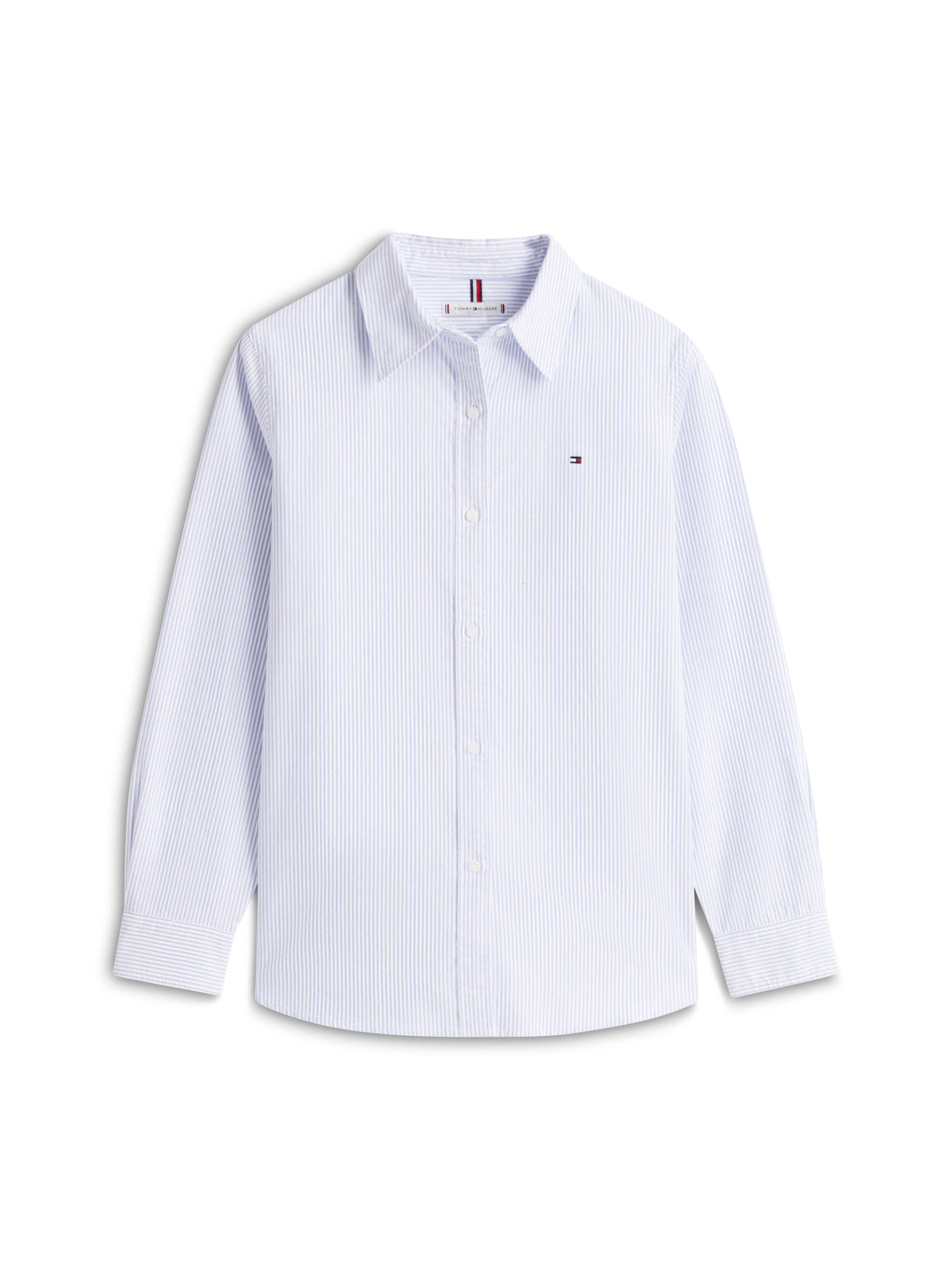 Tommy Hilfiger Hemdbluse »OXFORD RELAXED FIT SHIRT mit Hemdblusenkragen und Stickerei« Baumwolle, relaxed fit