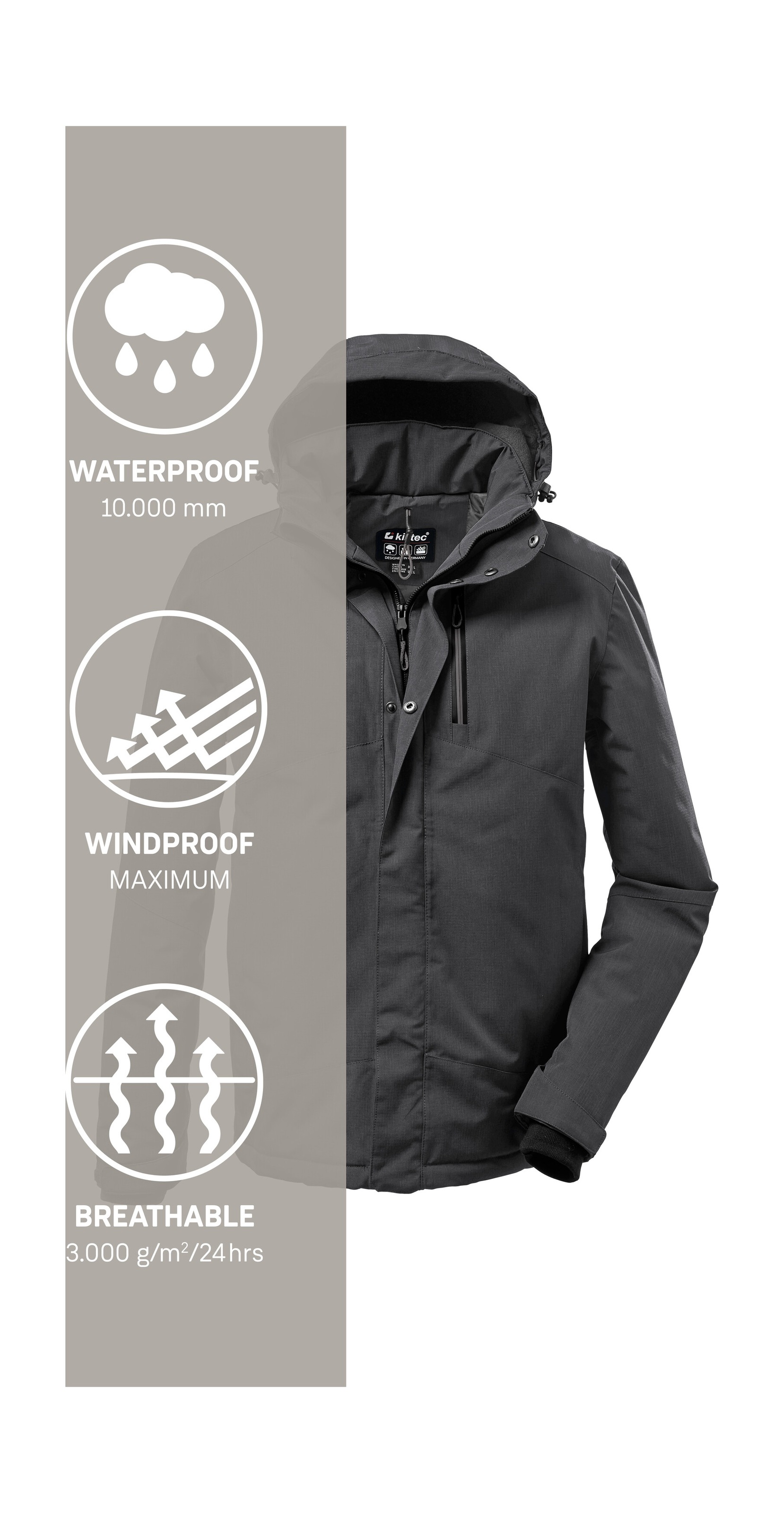 Killtec Funktionsjacke »KOW 161 MN JCKT KG« Killtec Funktionsjacke: wasserdicht, atmungsaktiv, abnehmbare Kapuze