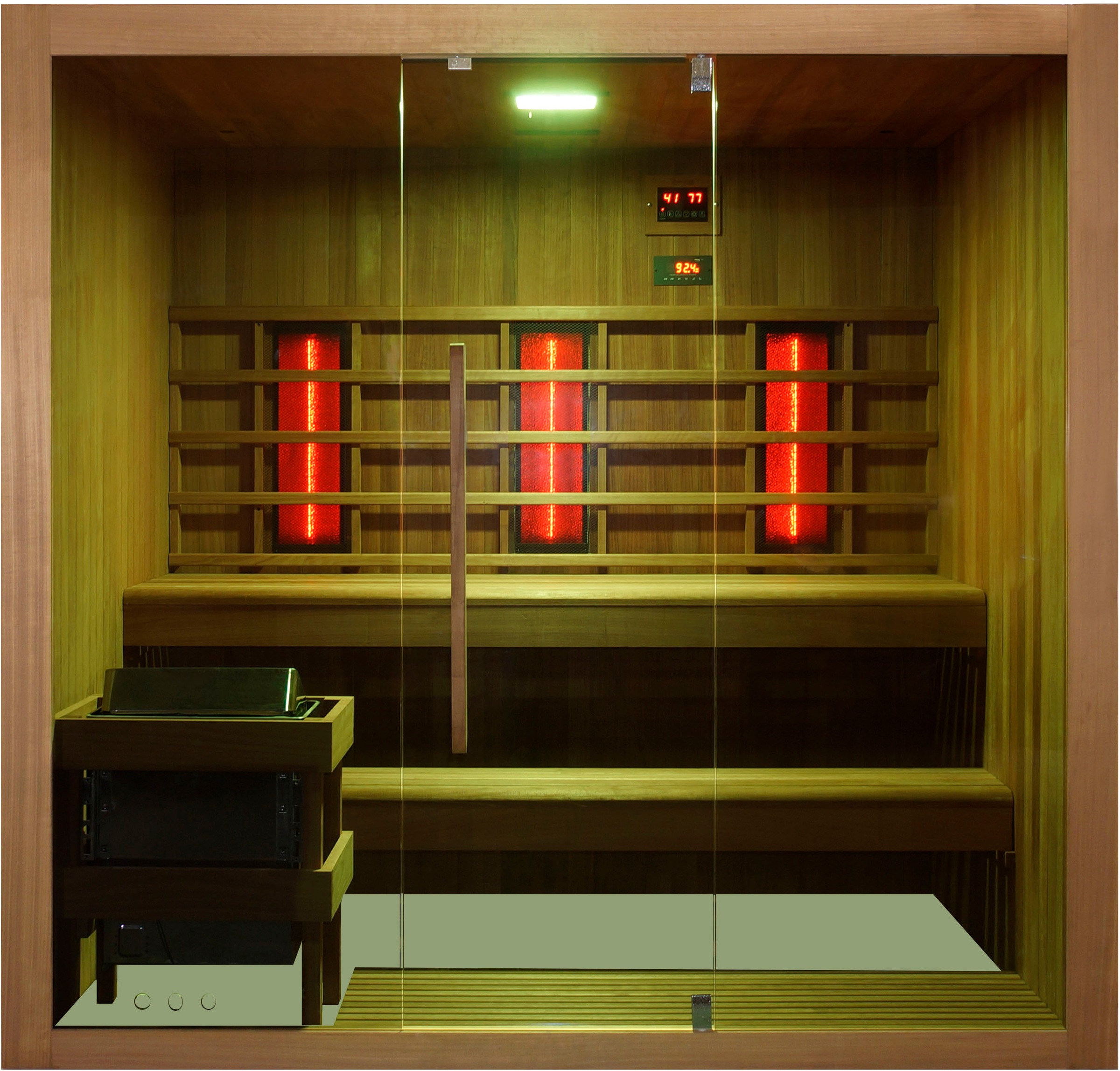 Sanotechnik Sauna »»KOTKA« mit Infrarotkabine« geeignet für 5 Personen, Espenholz
