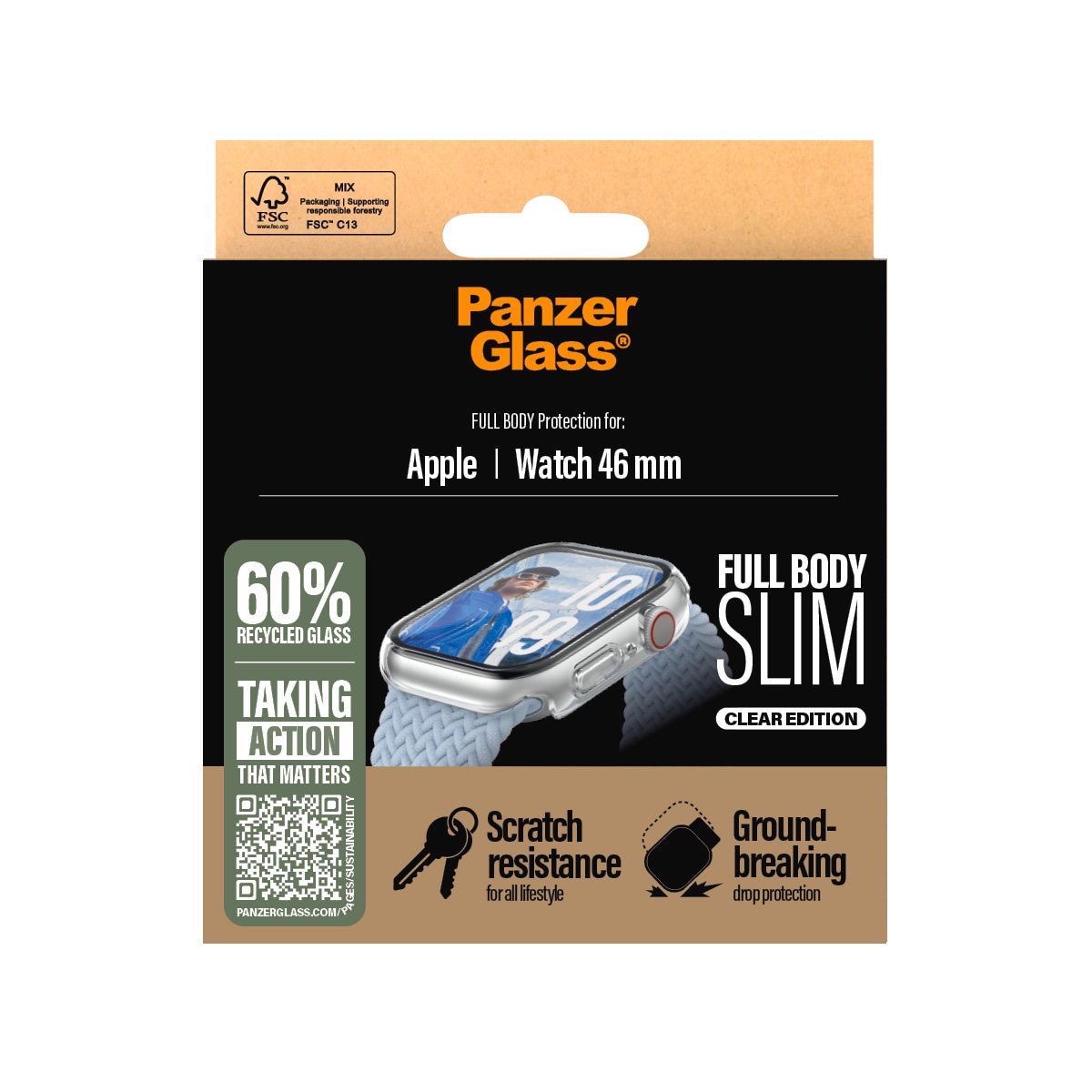 CARE by PanzerGlass Displayschutzglas »Slim Full Body Protection«, für Apple Watch 10 46mm, Schutzhülle, Schutzfolie, Bildschirmschutz, kratz- & stoßfest