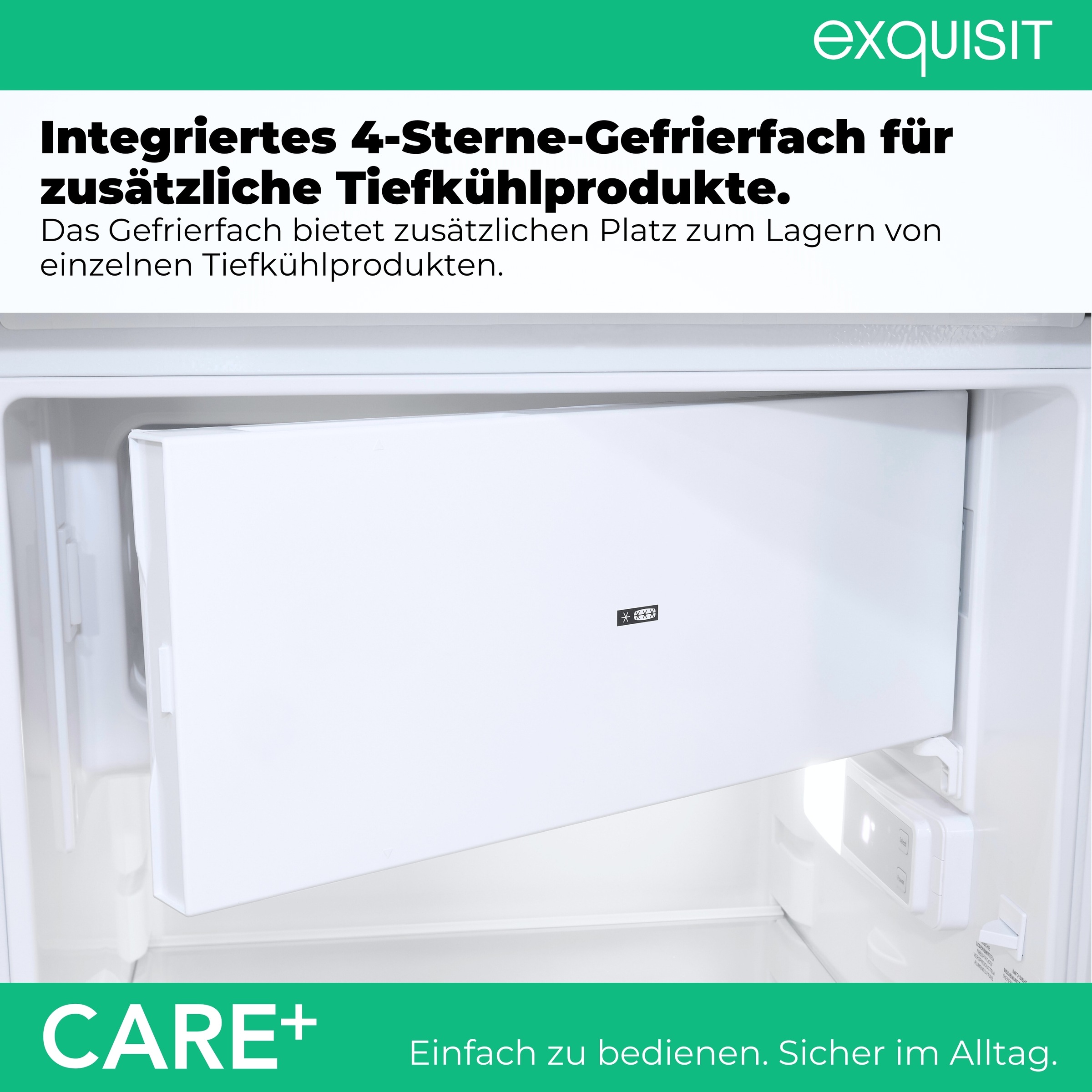 exquisit Kühlschrank »KS16-4-HEA-090E Care weiss« 86,5 cm hoch 54,5 cm breit Kompakter Kühlschrank mit 4*-Gefrierfach, 106 l Kühlvolumen