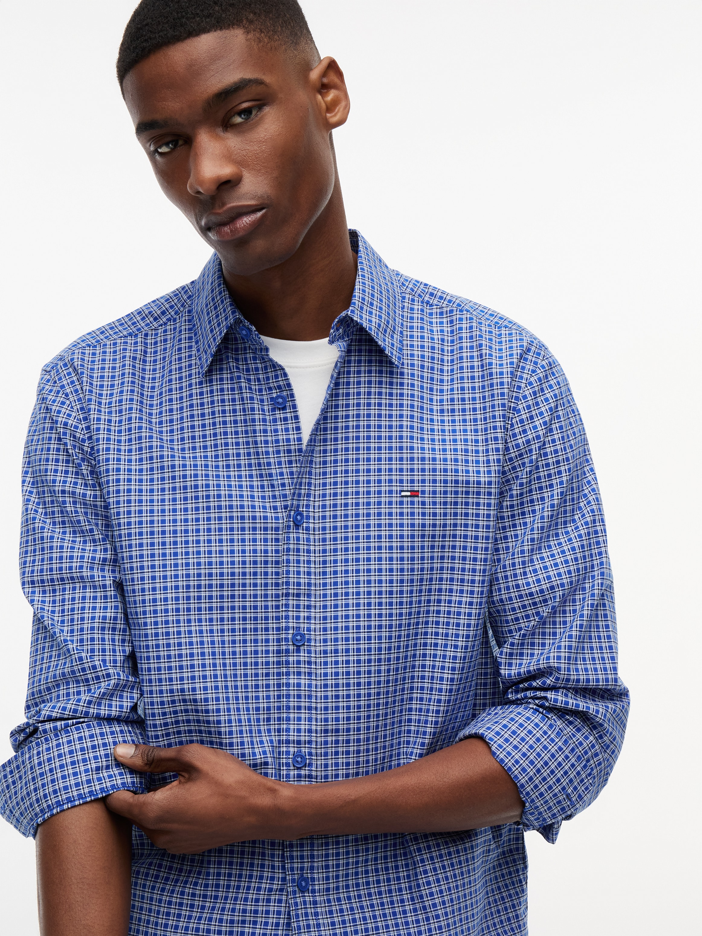 Tommy Jeans Langarmhemd »TJM REGULAR POPLIN PATTERN«