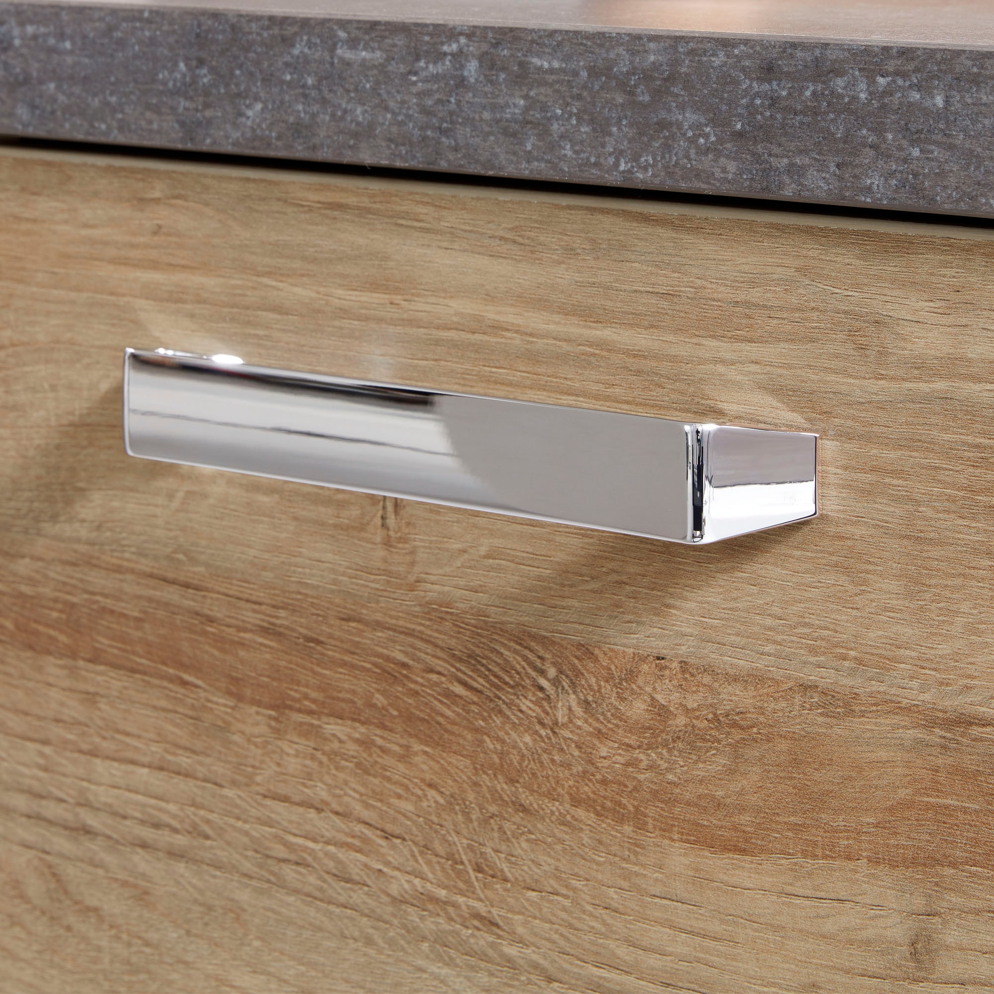 welltime Waschtisch »Bilbao«, Waschtisch mit Metallgriff, 2 Fächern und Mineralgusswaschbecken