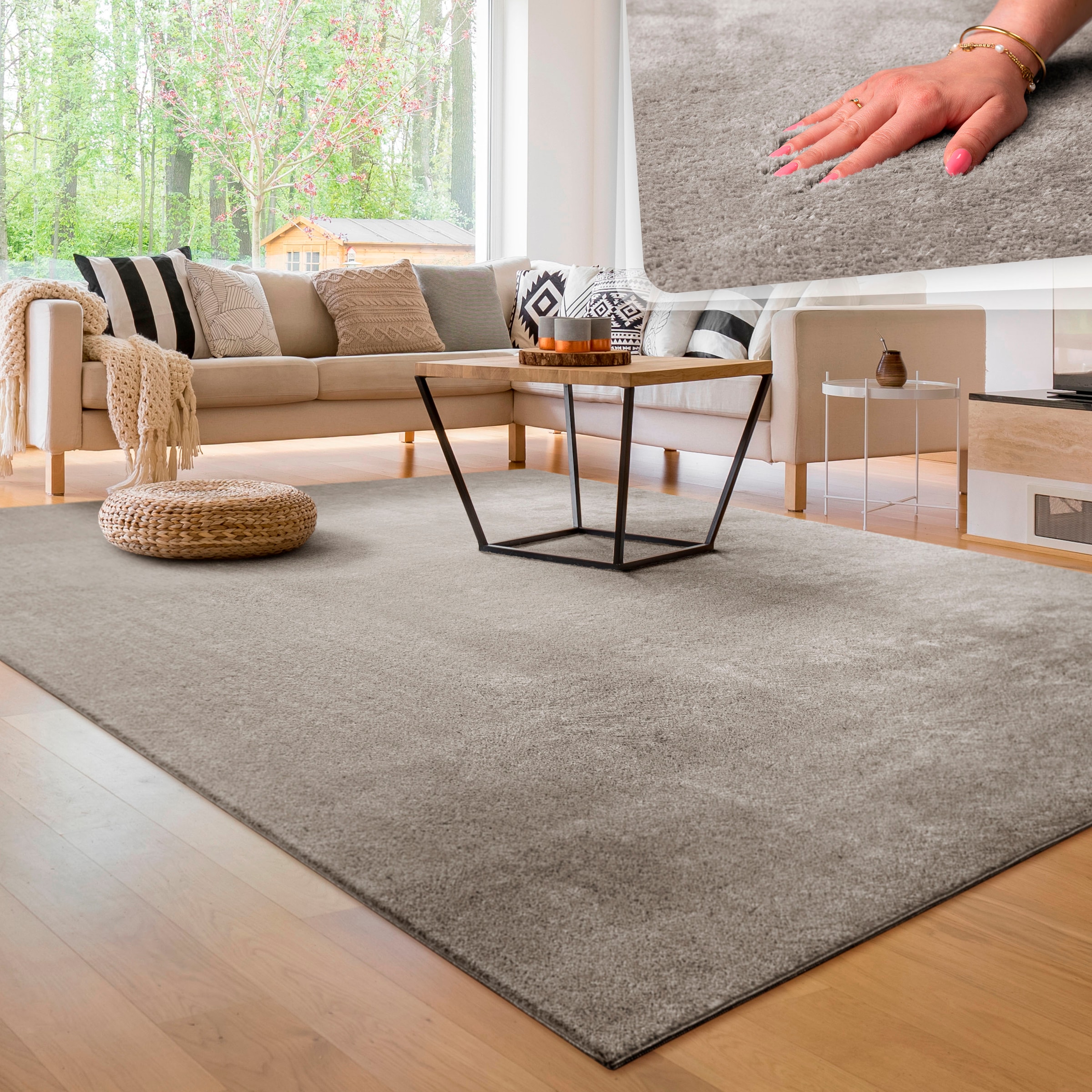 Paco Home Teppich erhältlich als waschbar, Uni-Farben, »Cadiz rechteckig, OTTO 630«, besonders Läufer weich, im auch Online-Shop