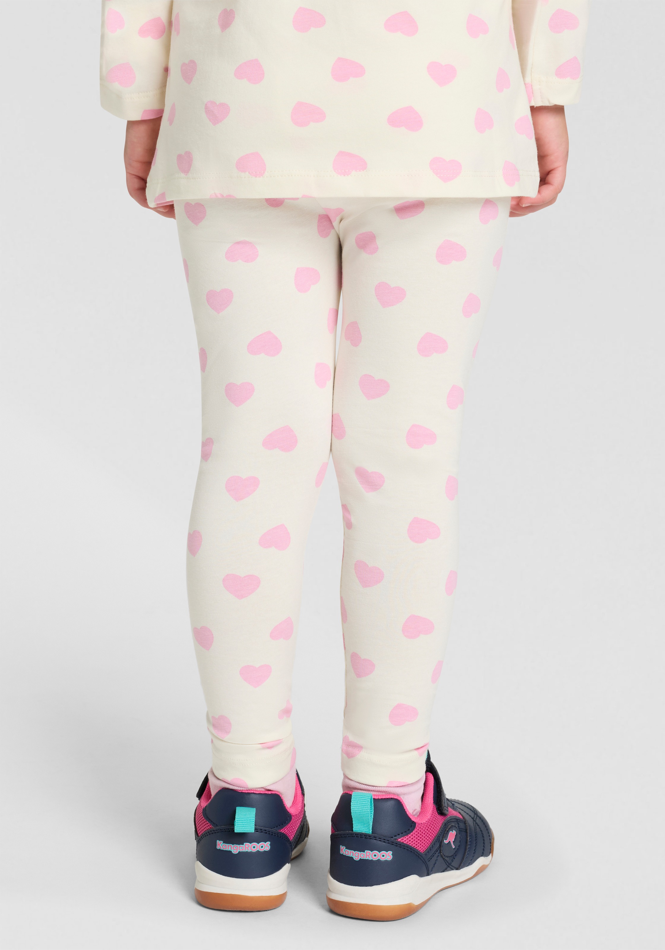 KIDSWORLD Leggings »2er Pack Uni + Herz-Drucken Leggings«, (2 tlg.), 2er Pack Leggings mit Herzen