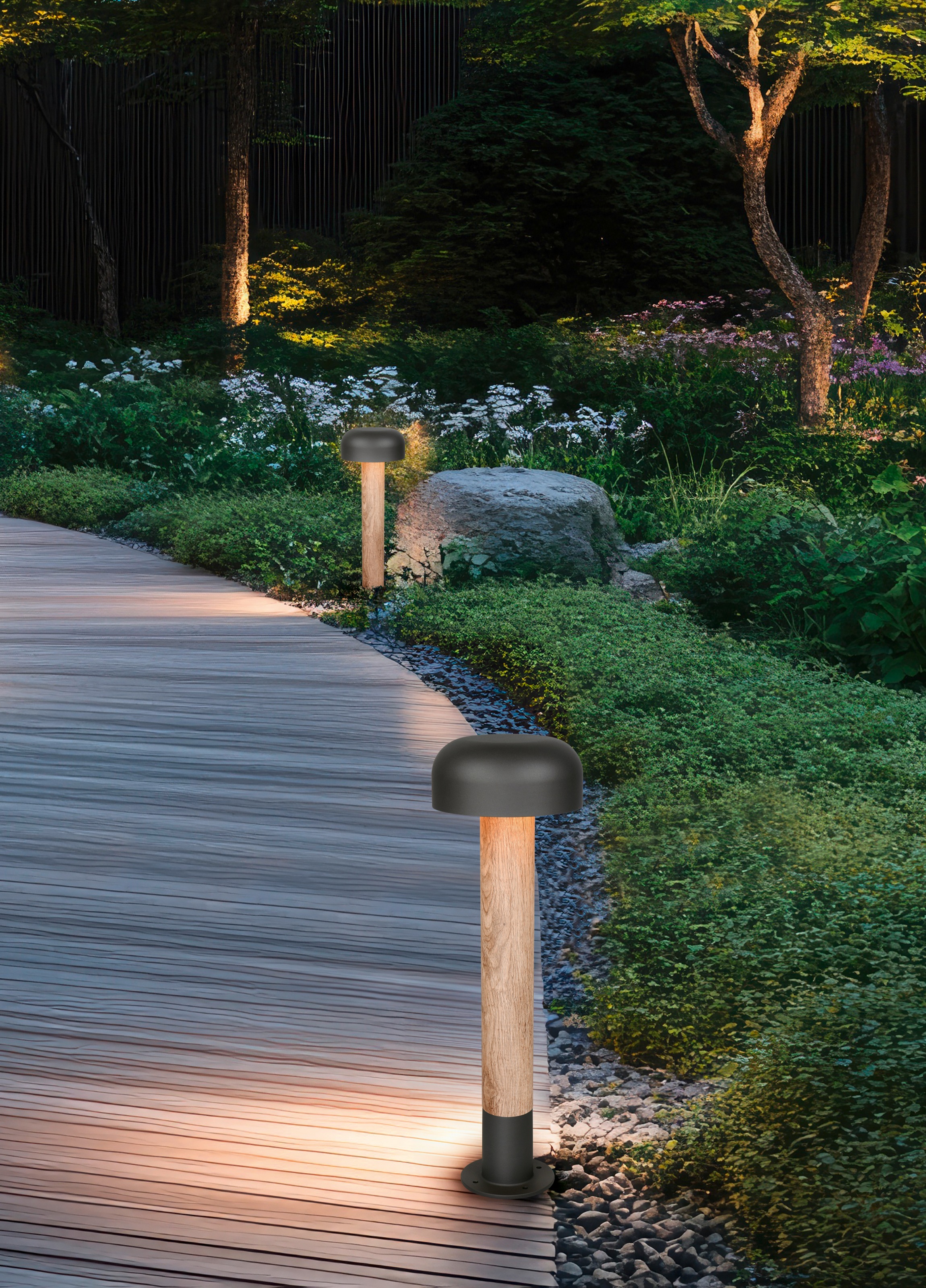 TRIO Leuchten Außen-Stehlampe »FRASER, Outdoor Stehleuchte Höhe 54cm, exkl 1x E27 max 10W, IP54« E27 1 Stk. warmweiß - kaltweiß Wegeleuchte Garten Terrasse, Ø 19cm Höhe 54cm, Leuchtmittel wechselbar