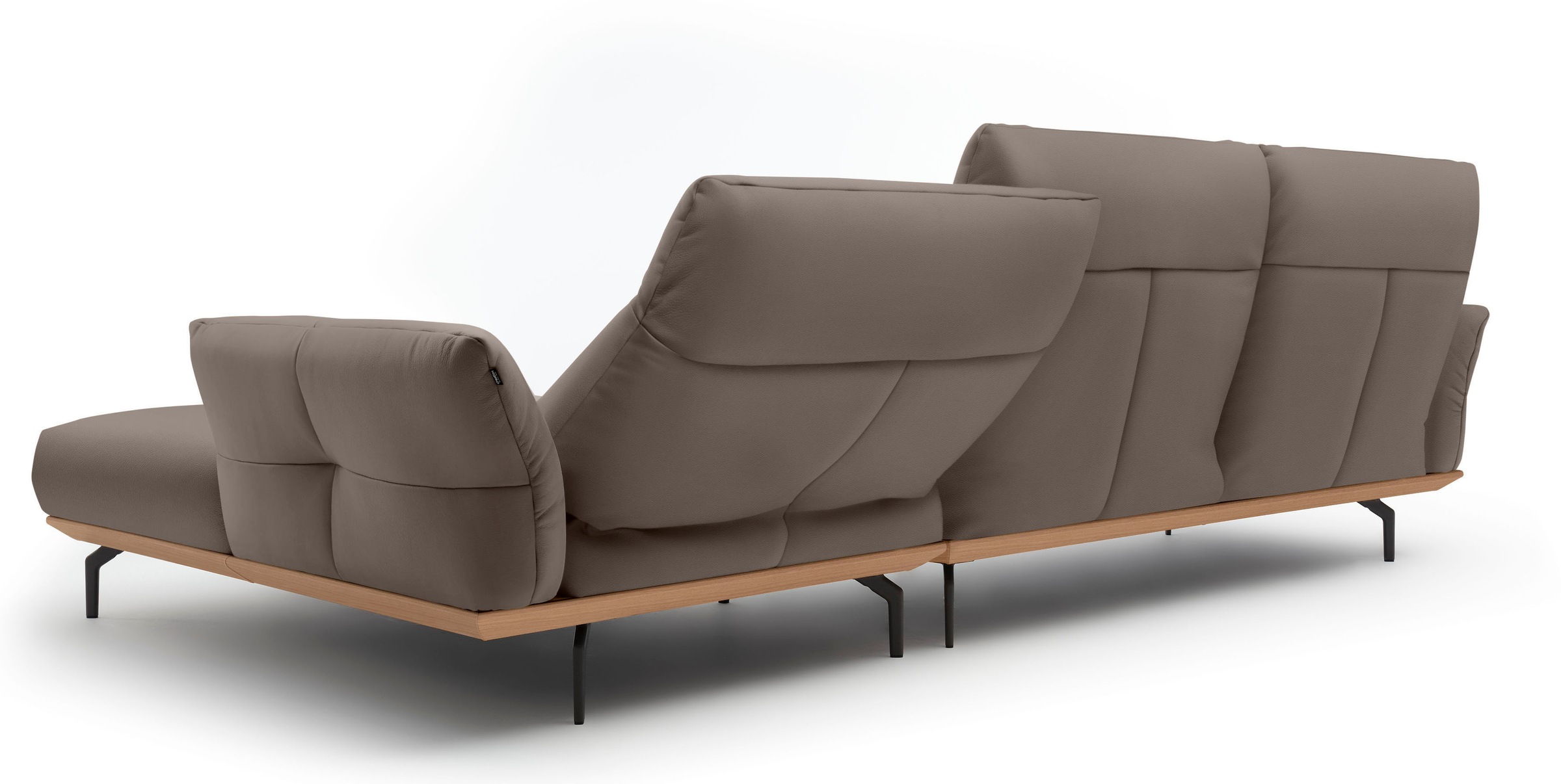 Creation BY ROLF BENZ Ecksofa »CR.460«, Sockel in Eiche, Winkelfüße in Umbragrau, Breite 318 cm