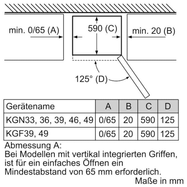 SIEMENS Kühl-/Gefrierkombination »KG39NAICT«, KG39NAICT, 203 cm hoch, 60 cm  breit im OTTO Online Shop