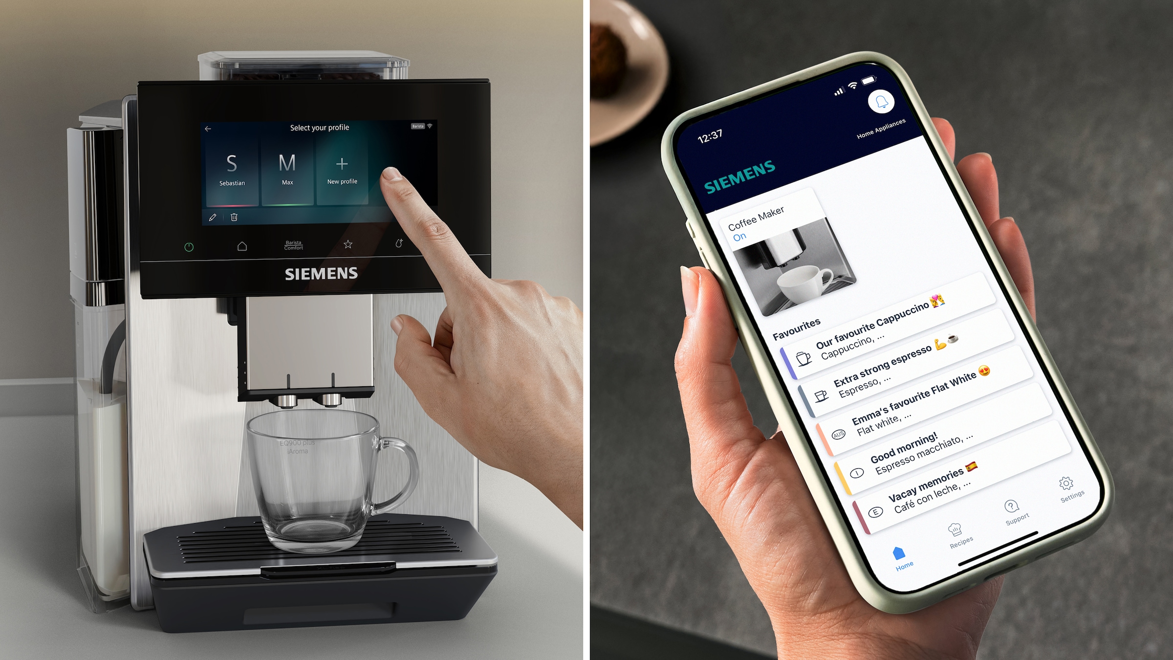 SIEMENS Kaffeevollautomat »EQ900 TQ923EZ3, autom. Reinigung, 41 versch. Getränke, XL-Getränke« farbiges 6.8'' TFT-Display, individuelle Aromaeinstellung, Edelstahl