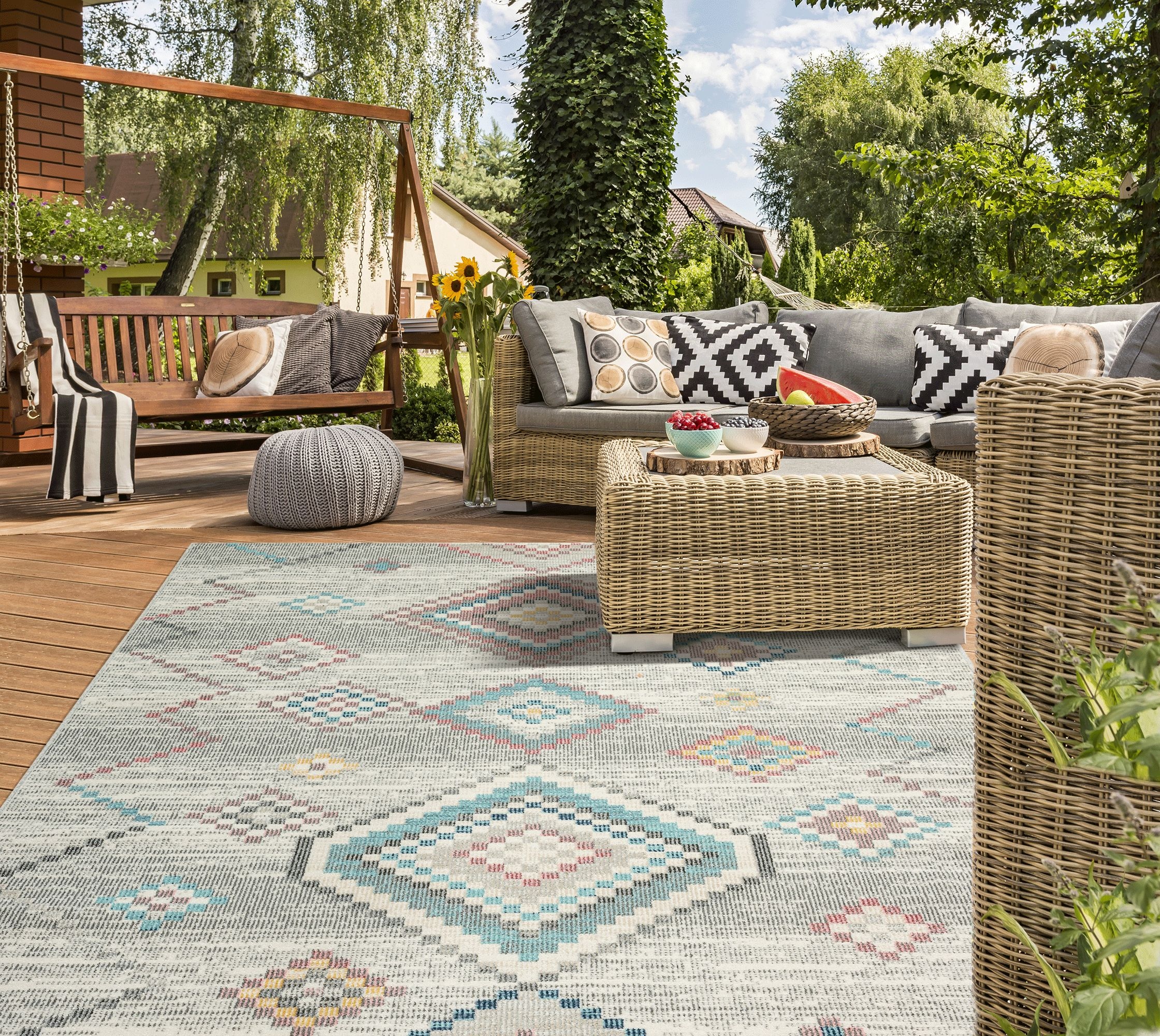 the carpet Teppich »Palma« rechteckig 4 mm Höhe Outdoor moderner robuster In und Outdoor Teppich