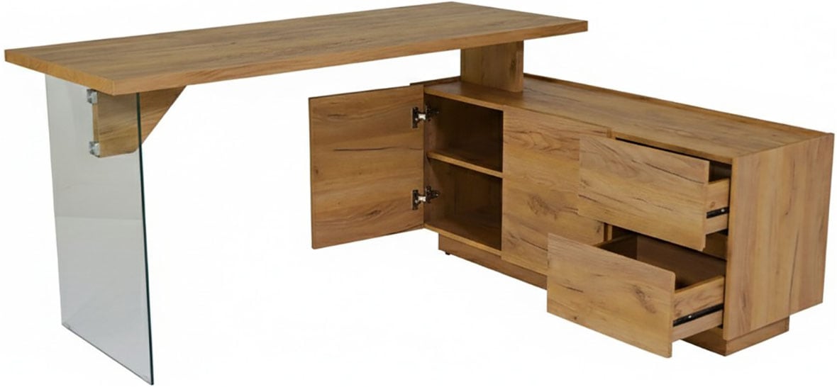 Jahnke Eckschreibtisch »LUX C 160 E« Eckschreibtisch, wechselseitig montierbar, Glas, 2 Fächer+2Schubladen