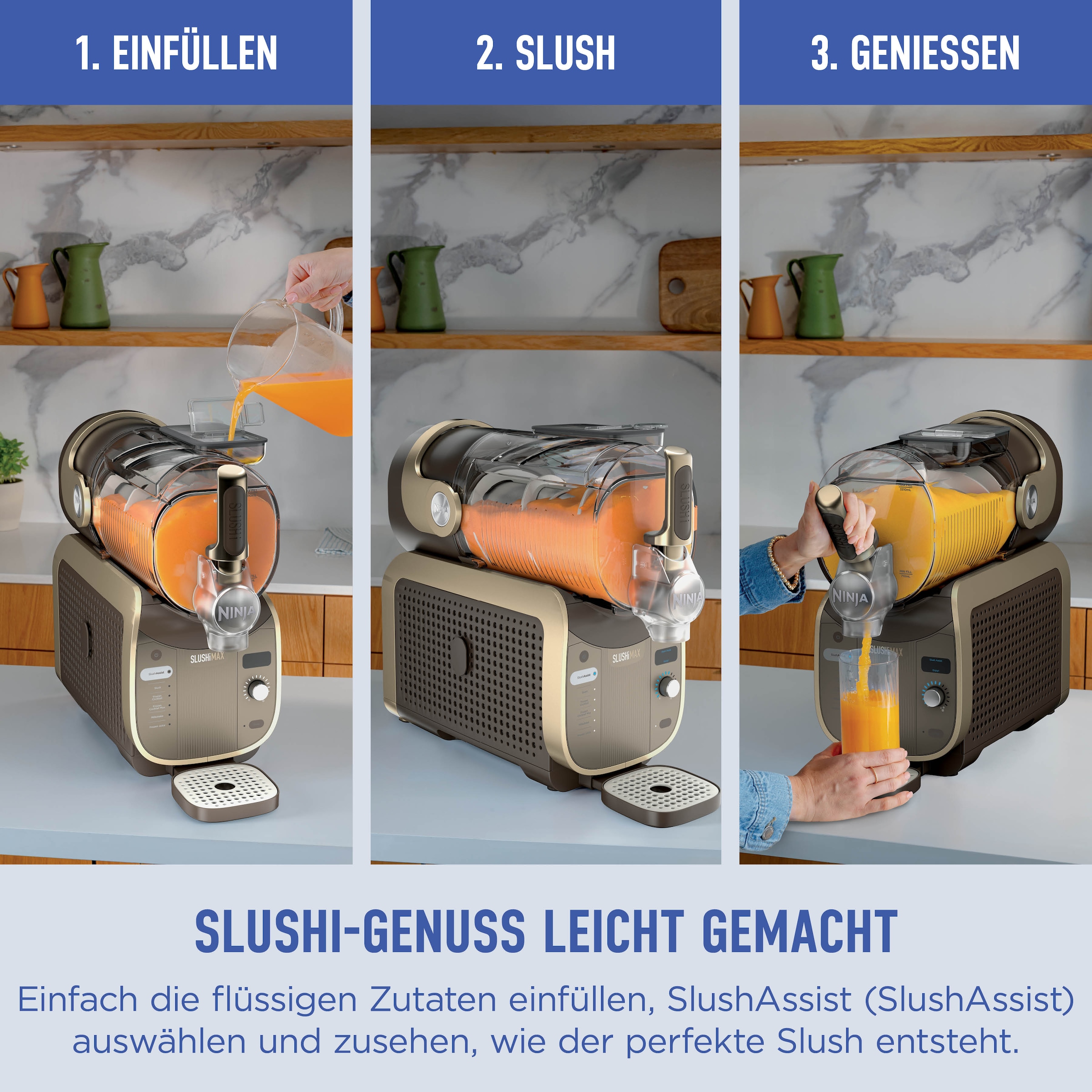 NINJA Slush-Eismaschine »SLUSHi MAX – Mokka FS605EUBR« 3,31 l 280 W für gefrorene Getränke, SlushAssist-Technologie