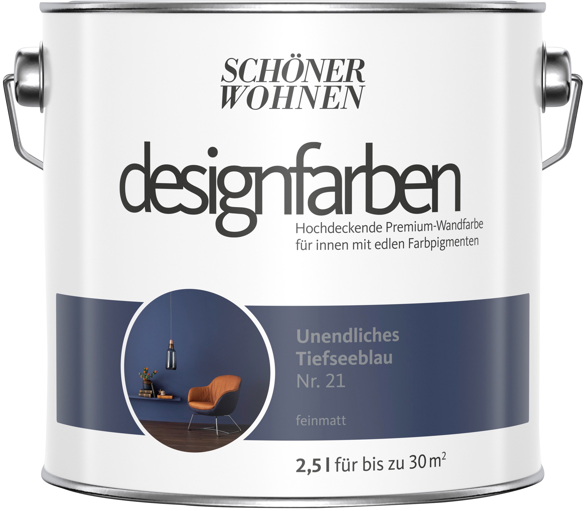 SCHÖNER WOHNEN FARBE Wandfarbe »designfarben«, hochdeckende Premium-Wandfarbe, Farbwelt Blau