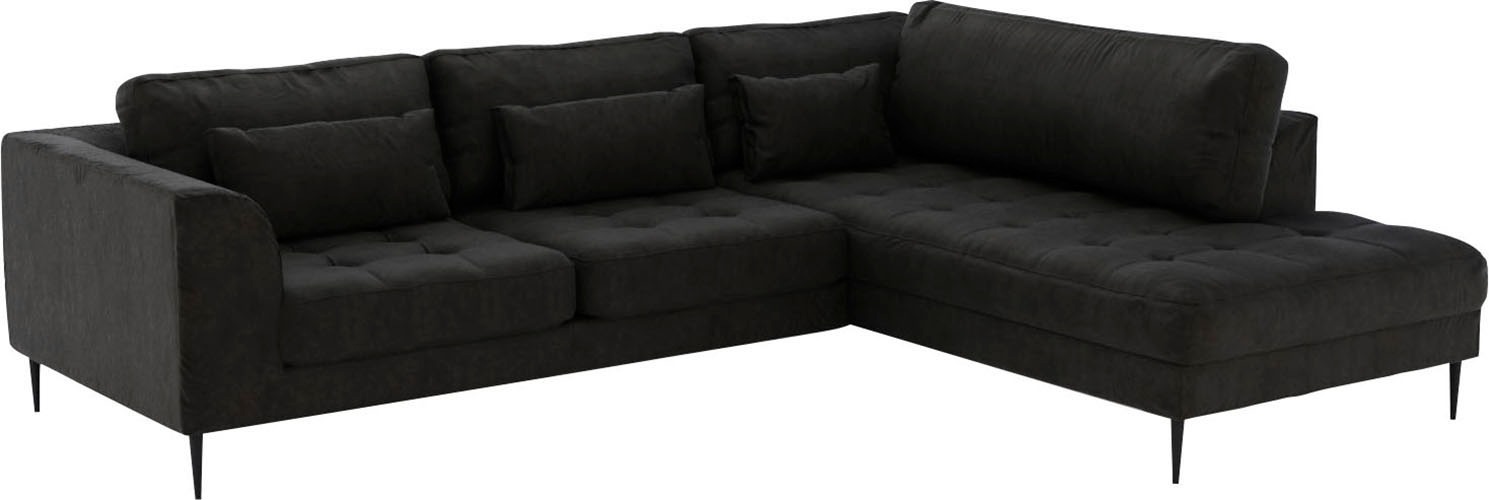 TRENDMANUFAKTUR Ecksofa »Luzi, wahlweise mit Schlaffunktion und Bettkasten, gemütlich, L-Form«, Designsofa mit Ottomane, Metallfüße schwarz, Breite 264 cm