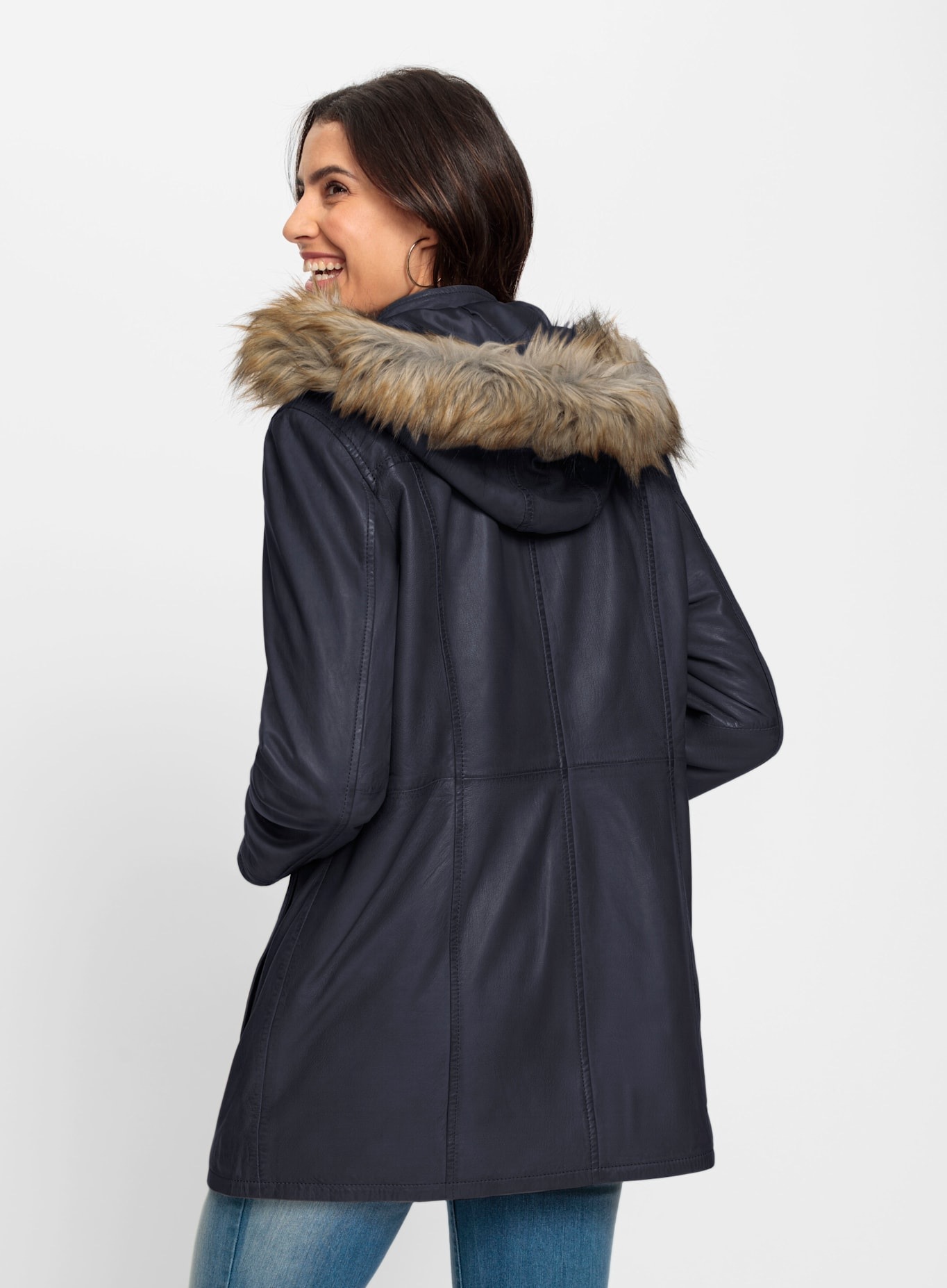 Inspirationen Lederjacke, mit Kapuze