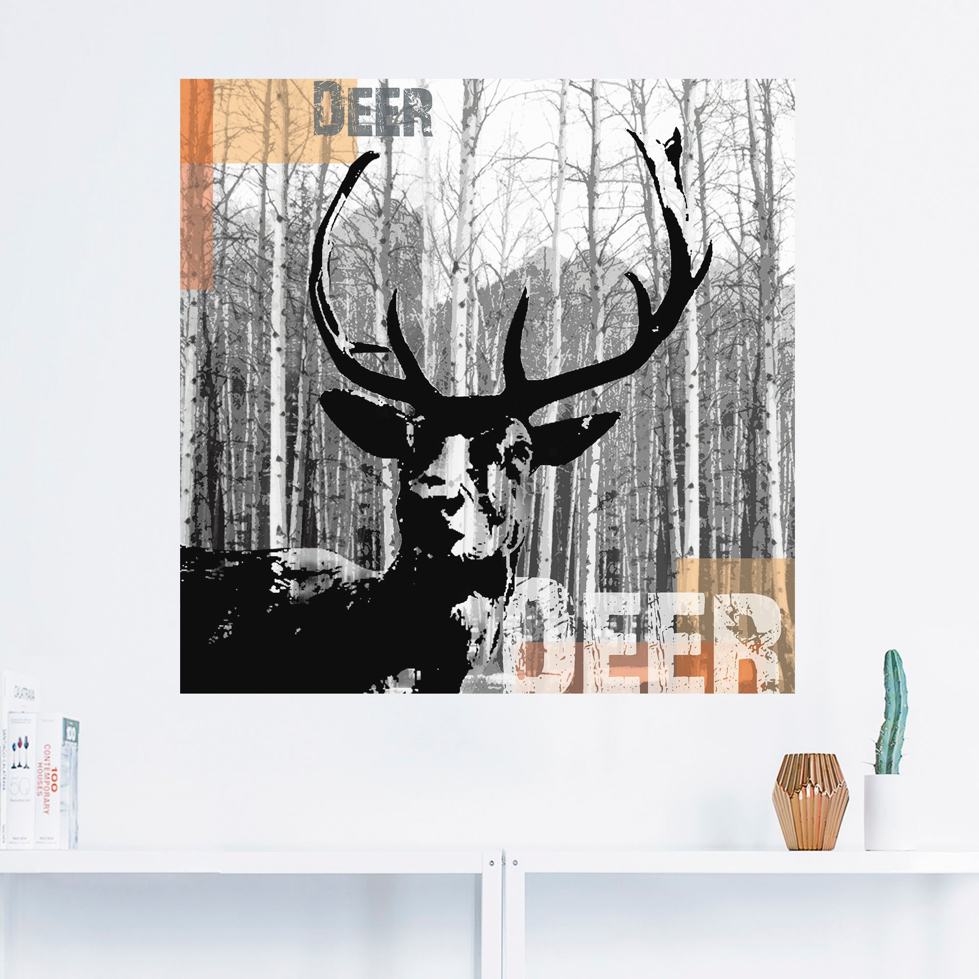Artland Wandbild »Hirsch Collage«, Wildtiere, (1 St.), als Leinwandbild, Poster, Wandaufkleber in verschied. Größen