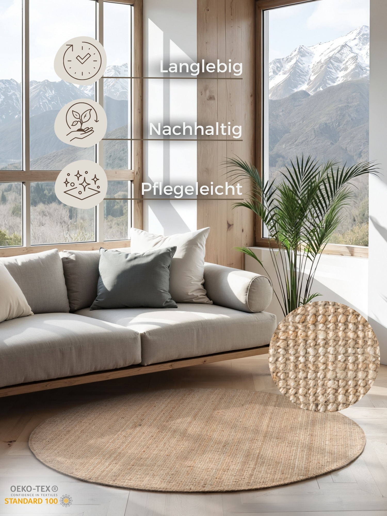 HANSE Home Teppich »Jaipur Juteteppich, als Läufer und in Rund«, rechteckig, 10 mm Höhe, 100% Naturfaser, Wohnzimmer, Esszimmer, Schlafzimmer, GRS