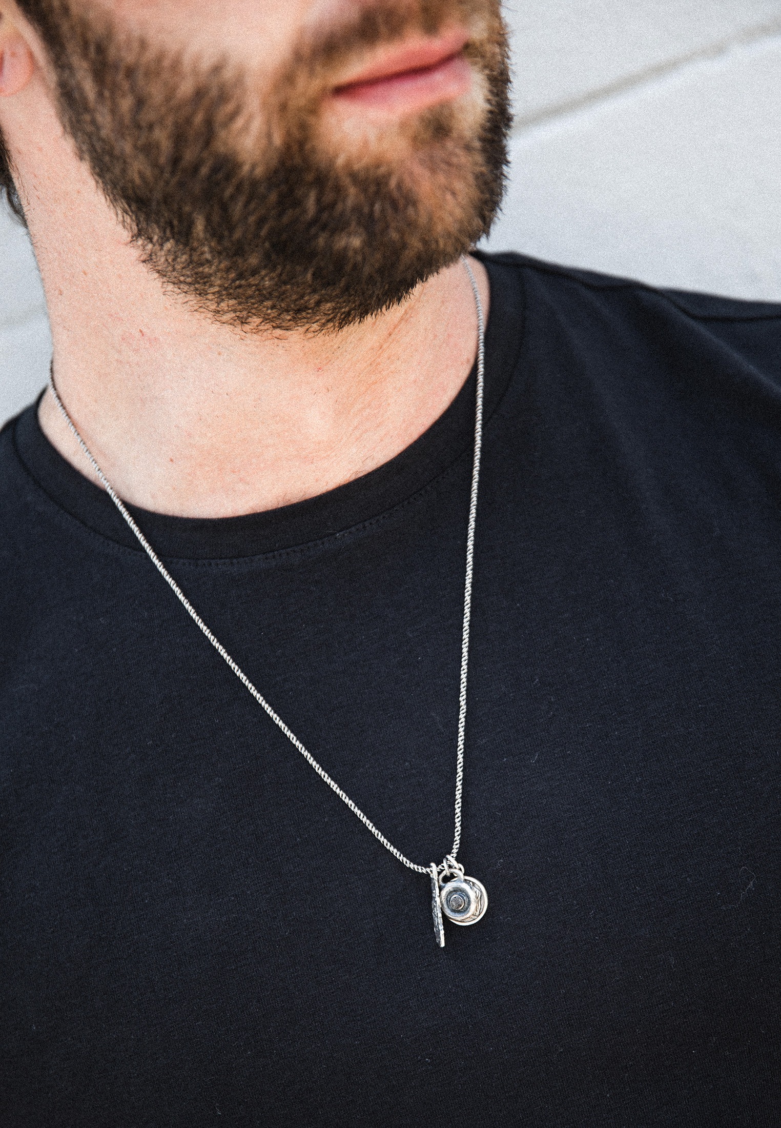 HAZE & GLORY Lange Kette »Halskette Anhänger - Trinity Lava Tigerkopf Barren 925 Silber«