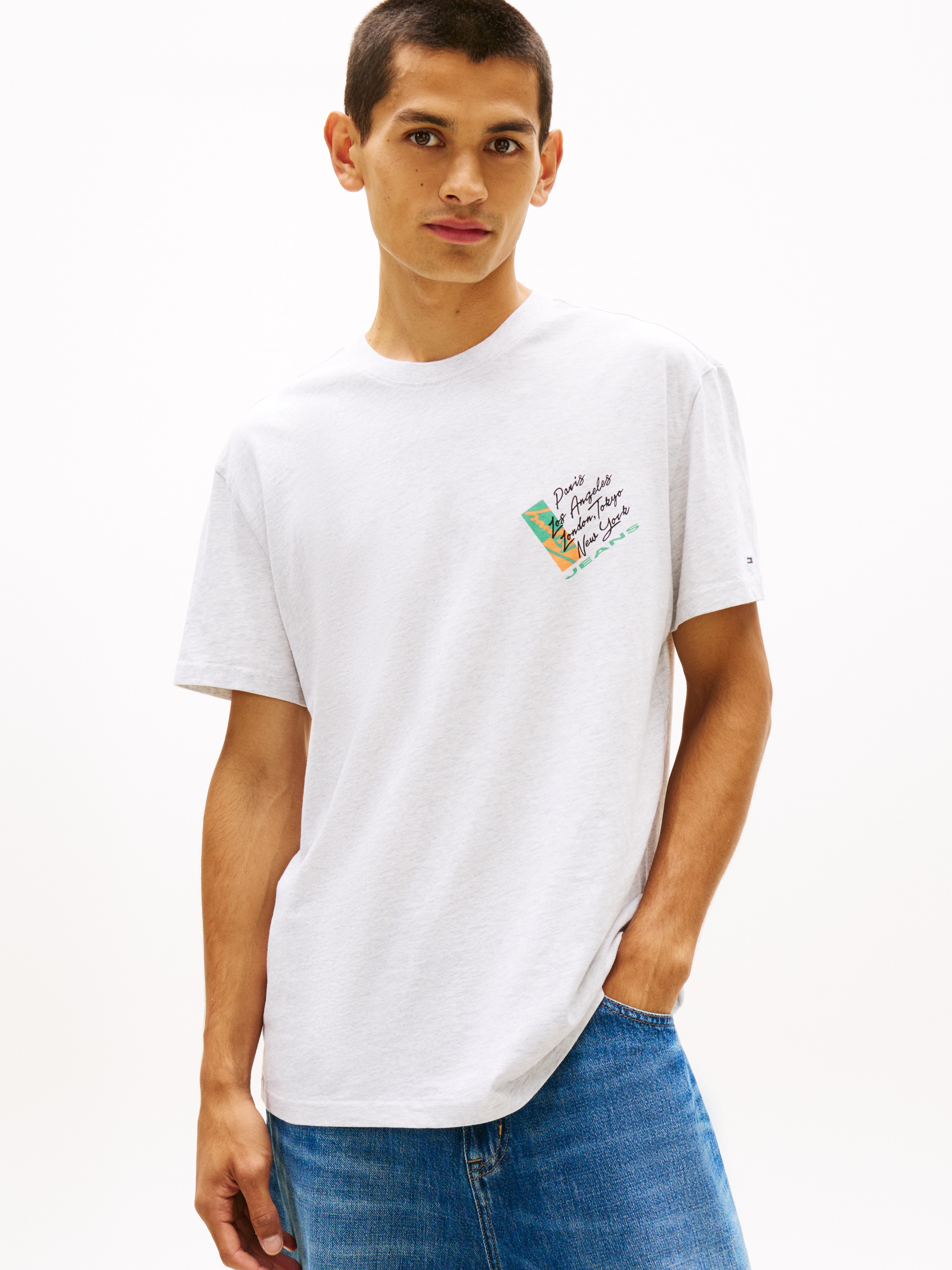 Tommy Jeans T-Shirt »TJM REGULAR FIT SIGN SHIFT« mit Label-Print, Baumwoll-Jersey