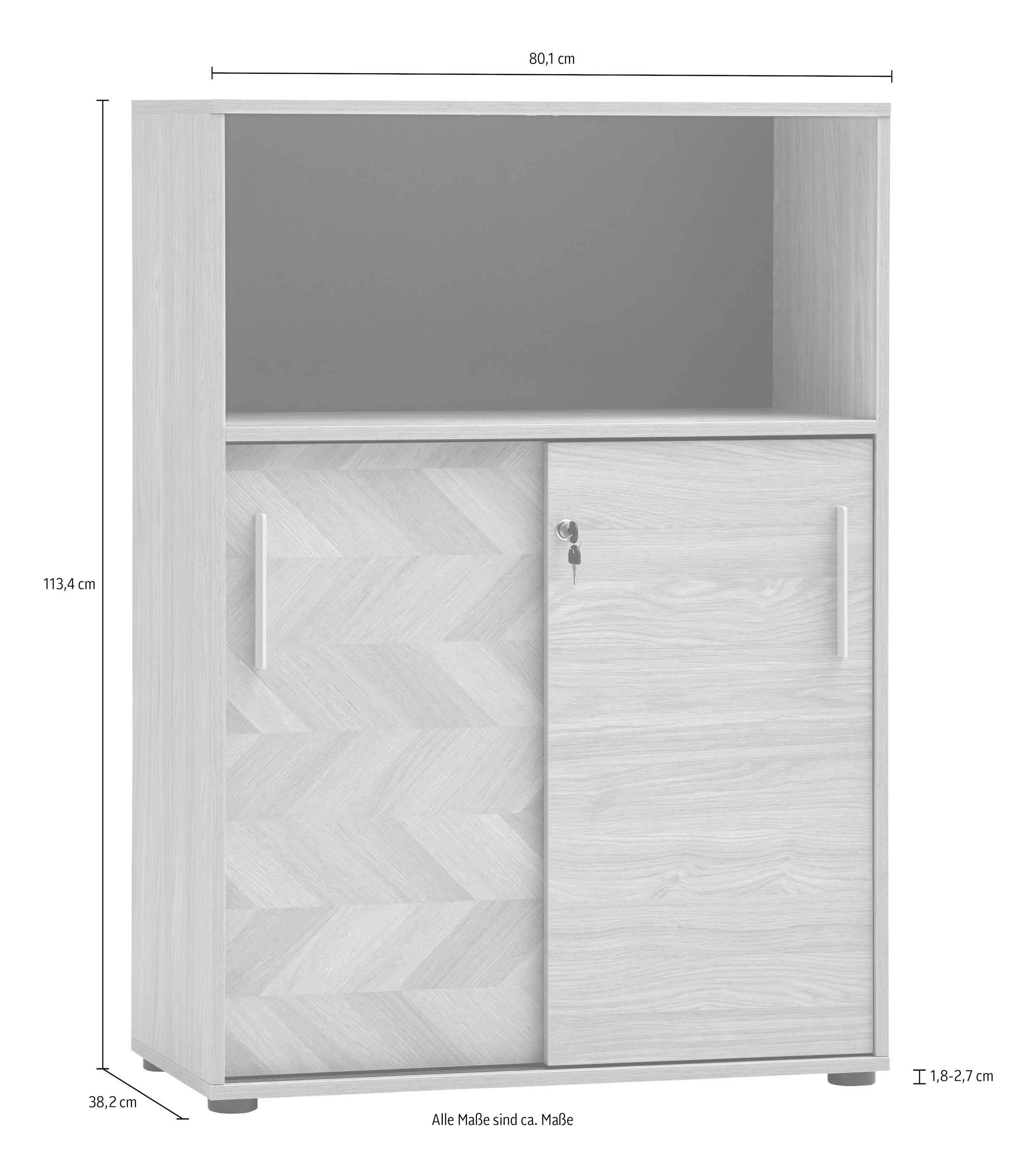 Schildmeyer Schiebetürenschrank »AREZZO, Aktenschrank abschließbar, Höe 150 cm, MADE IN GERMANY« 1 Stk. tlg. Linke Tür in Fischgräten Dekor, MADE IN GERMANY