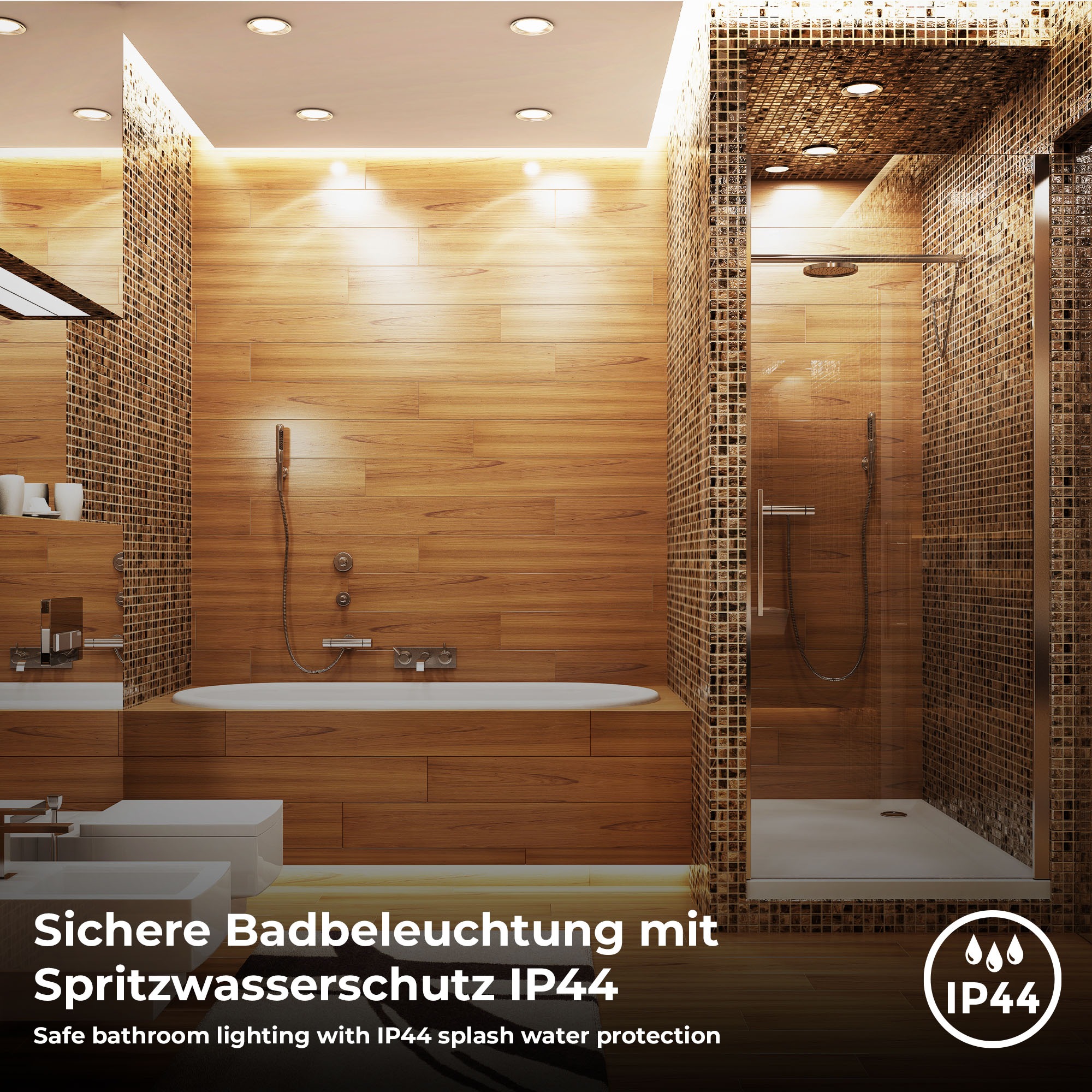 B.K.Licht LED Bad-Einbauleuchte, 6er-Set, Schutzart IP44,  Ø 11,7 cm, inkl. LED Leuchtmittel